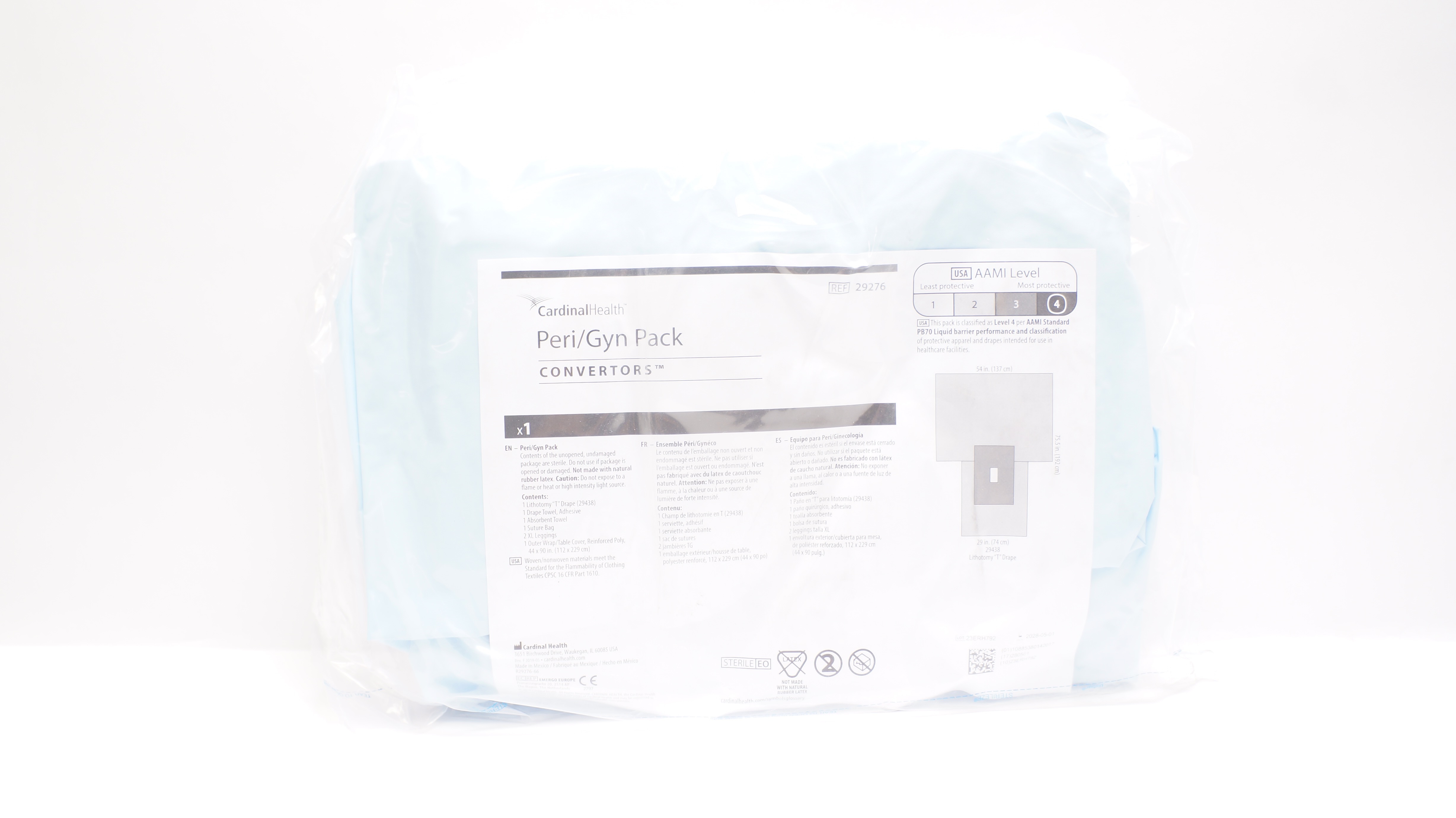 Cardinal Health 29276 Convertors Peri-Gyn Pack AAMI Level 54 x 75.5 x 29inch