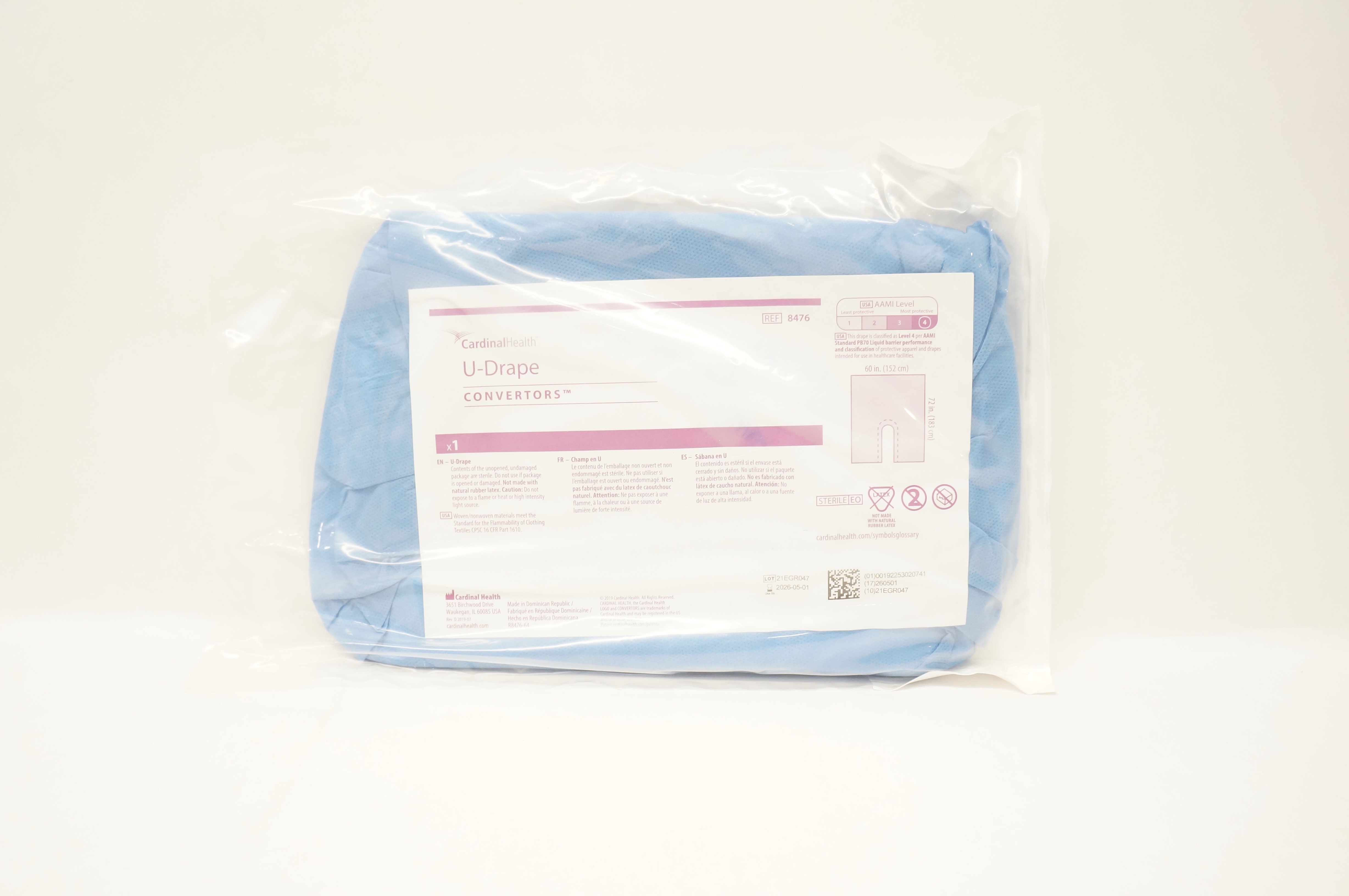 Cardinal Health 8476 Convertors U-Drape 60inch x 72inch