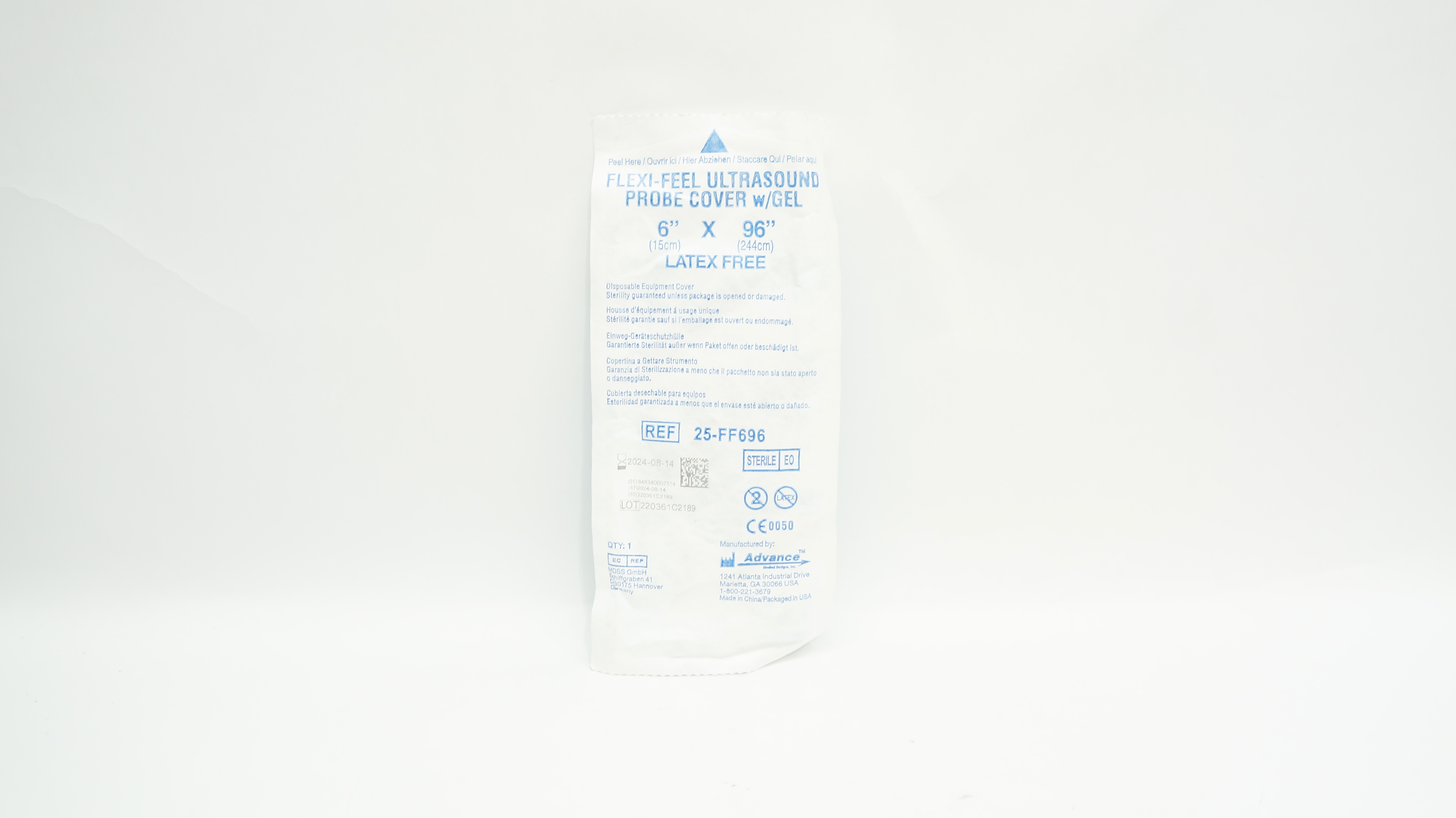 Advance 25-FF696 Flexi-Feel Ultrasound Probe Cover w/Gel  6inch x 96inch