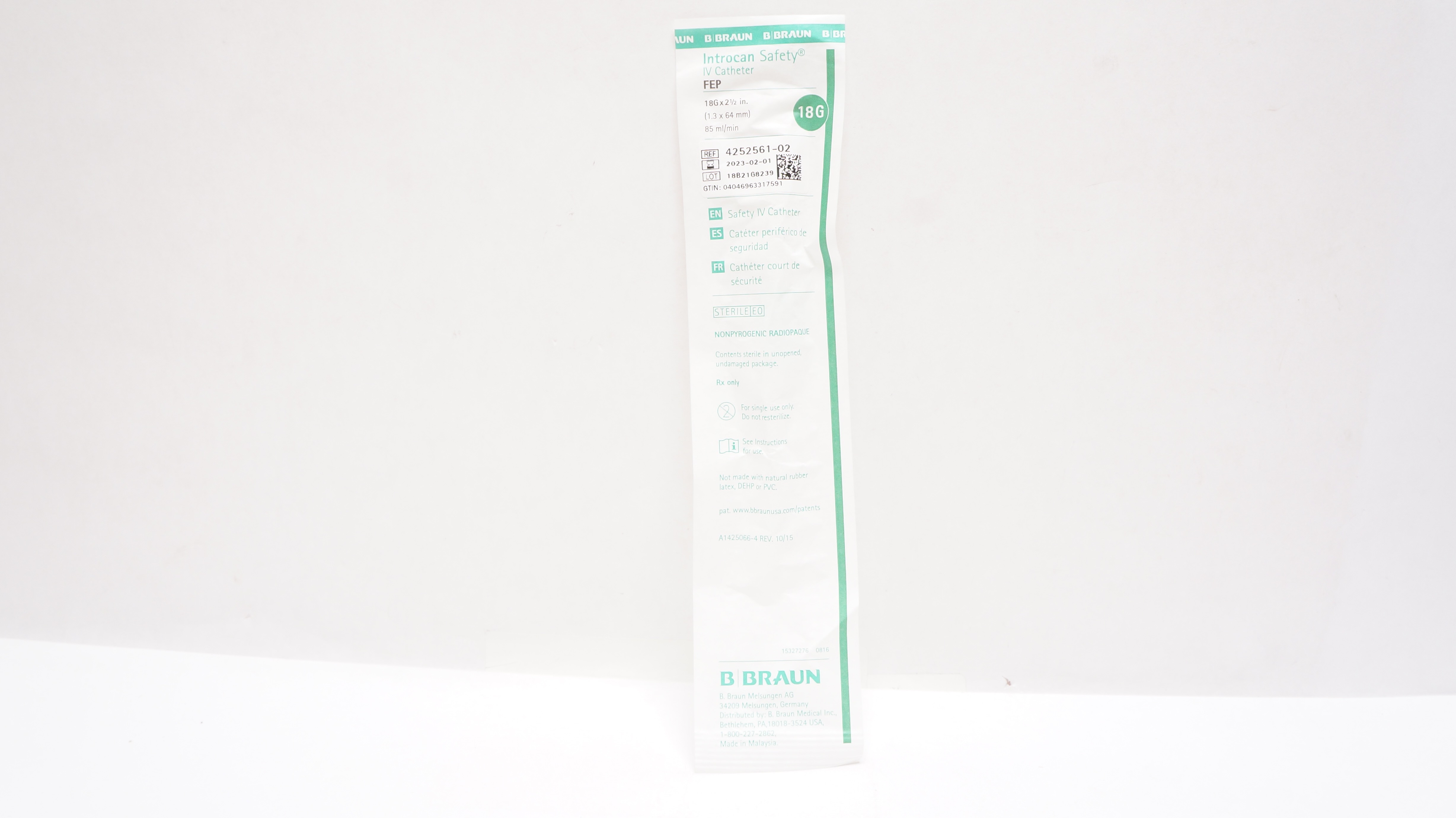 Braun 4252561-02 Introcan Safety IV Cath. 18G x 2-1/2 inch 85ml/min (x)
