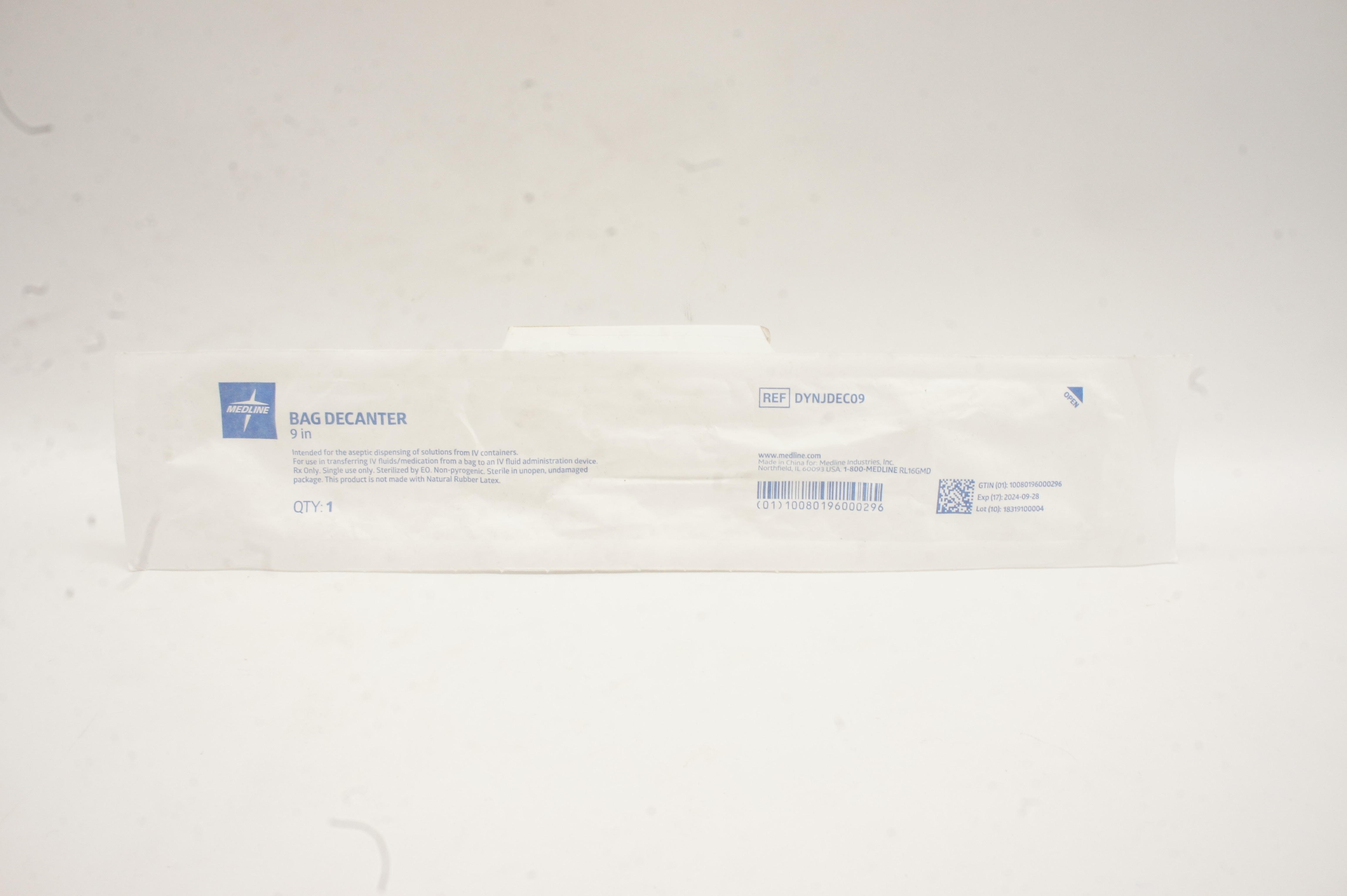 Medline DYNJDEC09 Bag Decanter 9inch