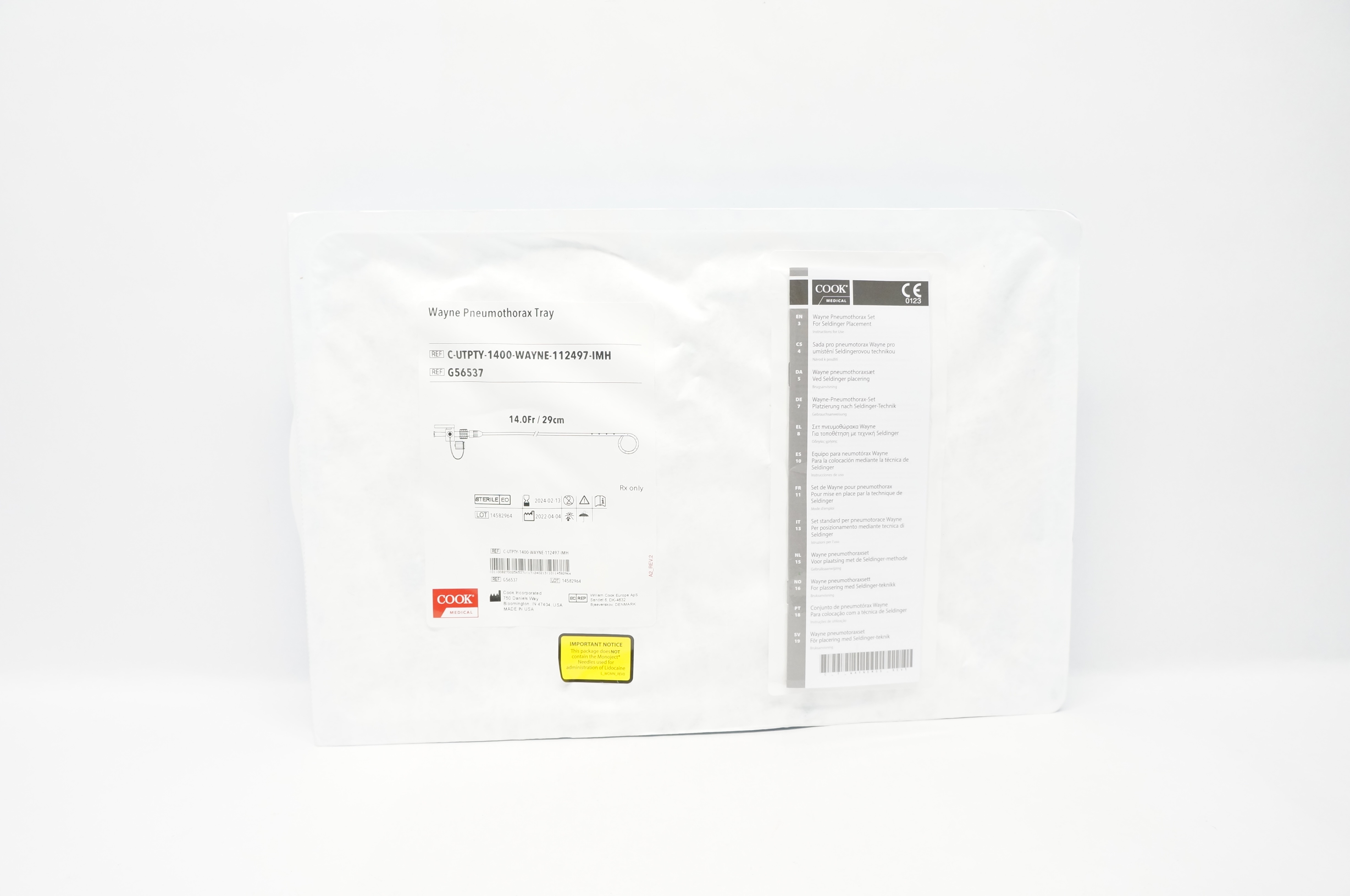 Cook Medical G56537 Wayne Pneumothorax Tray 14.0Fr x 29cm