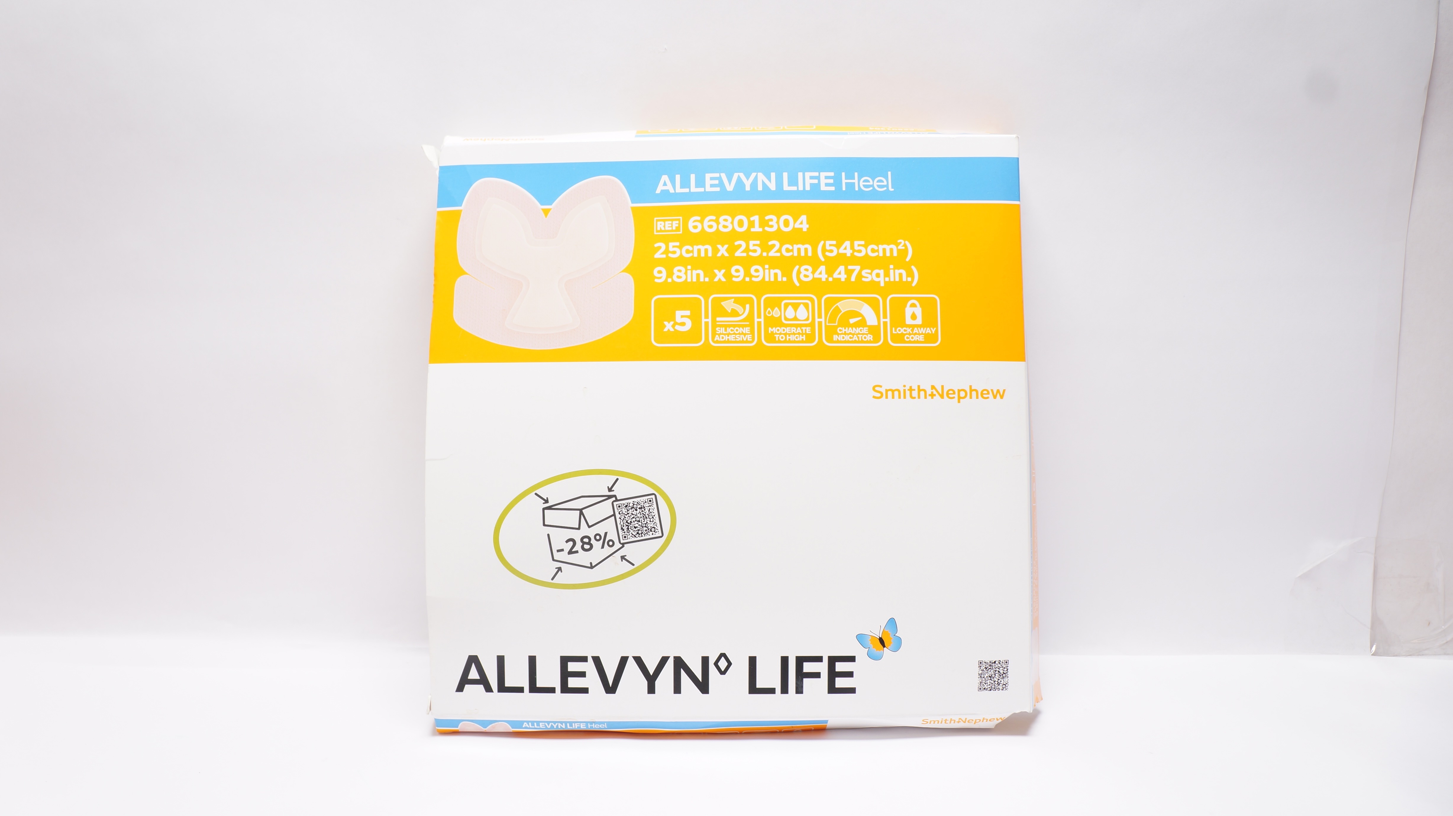 Smith&Nephew 66801304 Allevyn Life Foam Heel Dressing 9.8 x 9.9inch - Box of 5