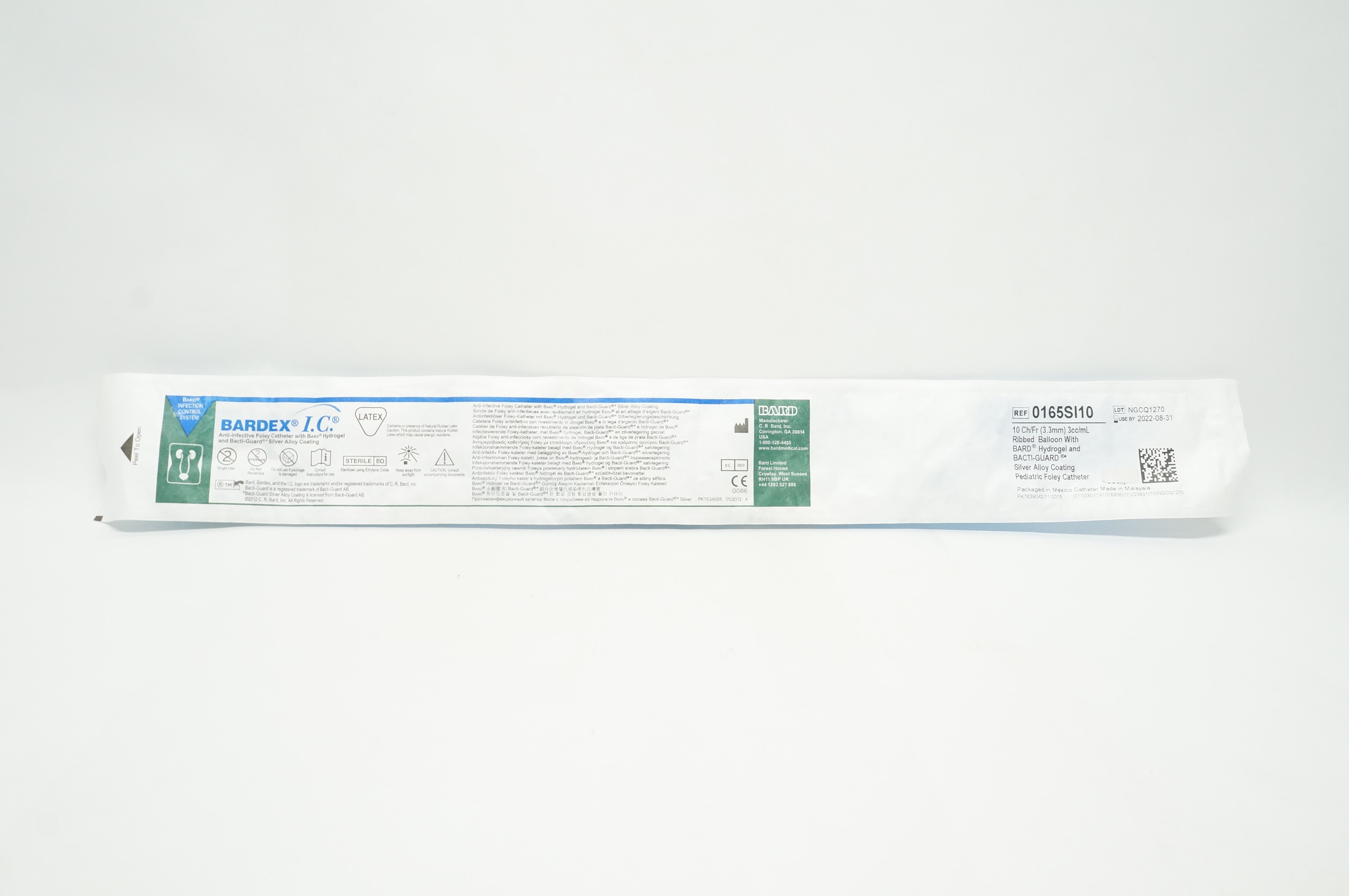 Bard 0165SI10 Bardex I.C. Anti-Infective Foley Cath. 10Ch/Fr 3cc/ml Balloon (x)