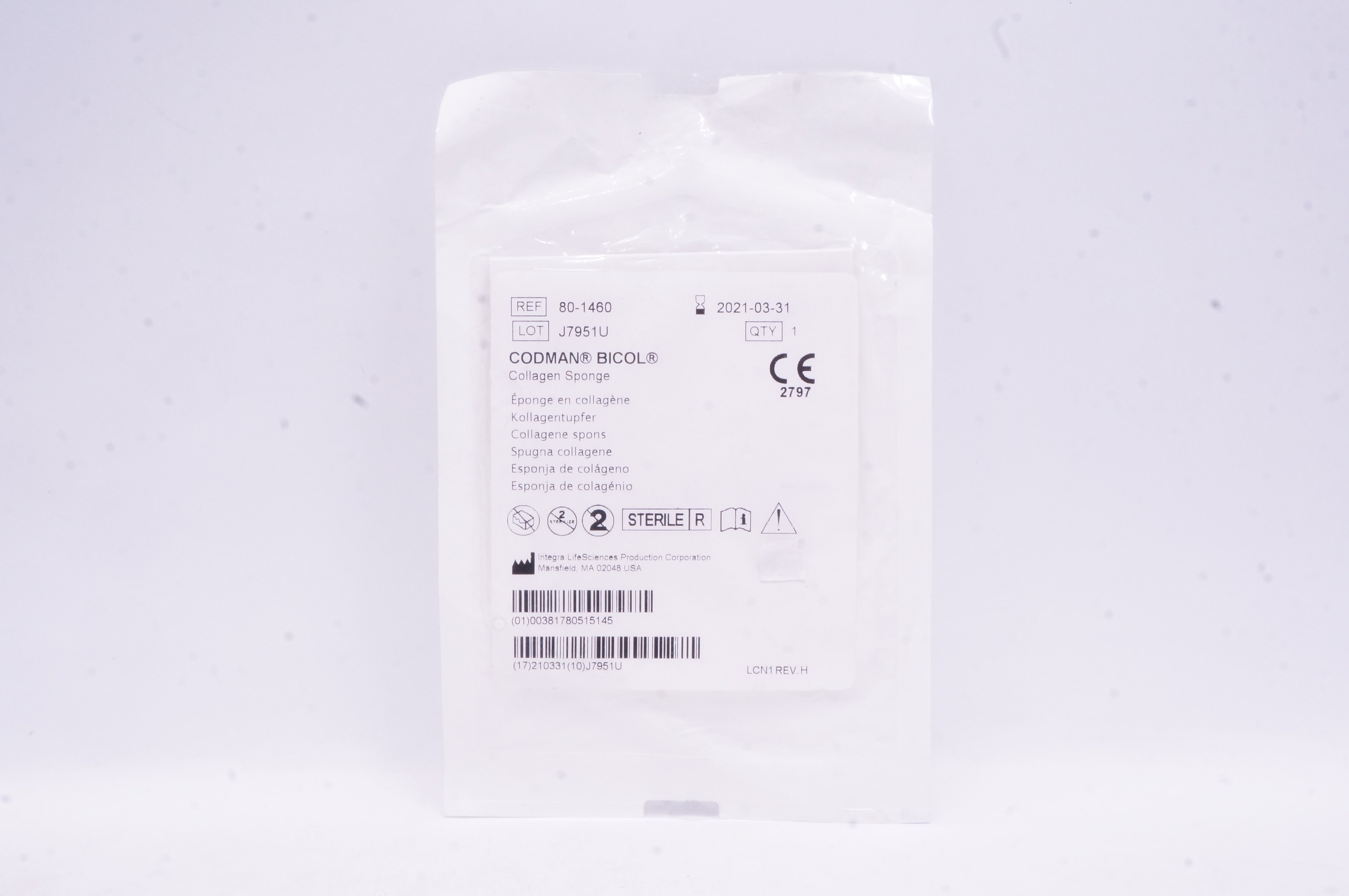 Integra LifeSciences 80-1460 Codman Bicol Collagen Sponge, Sterile (x)