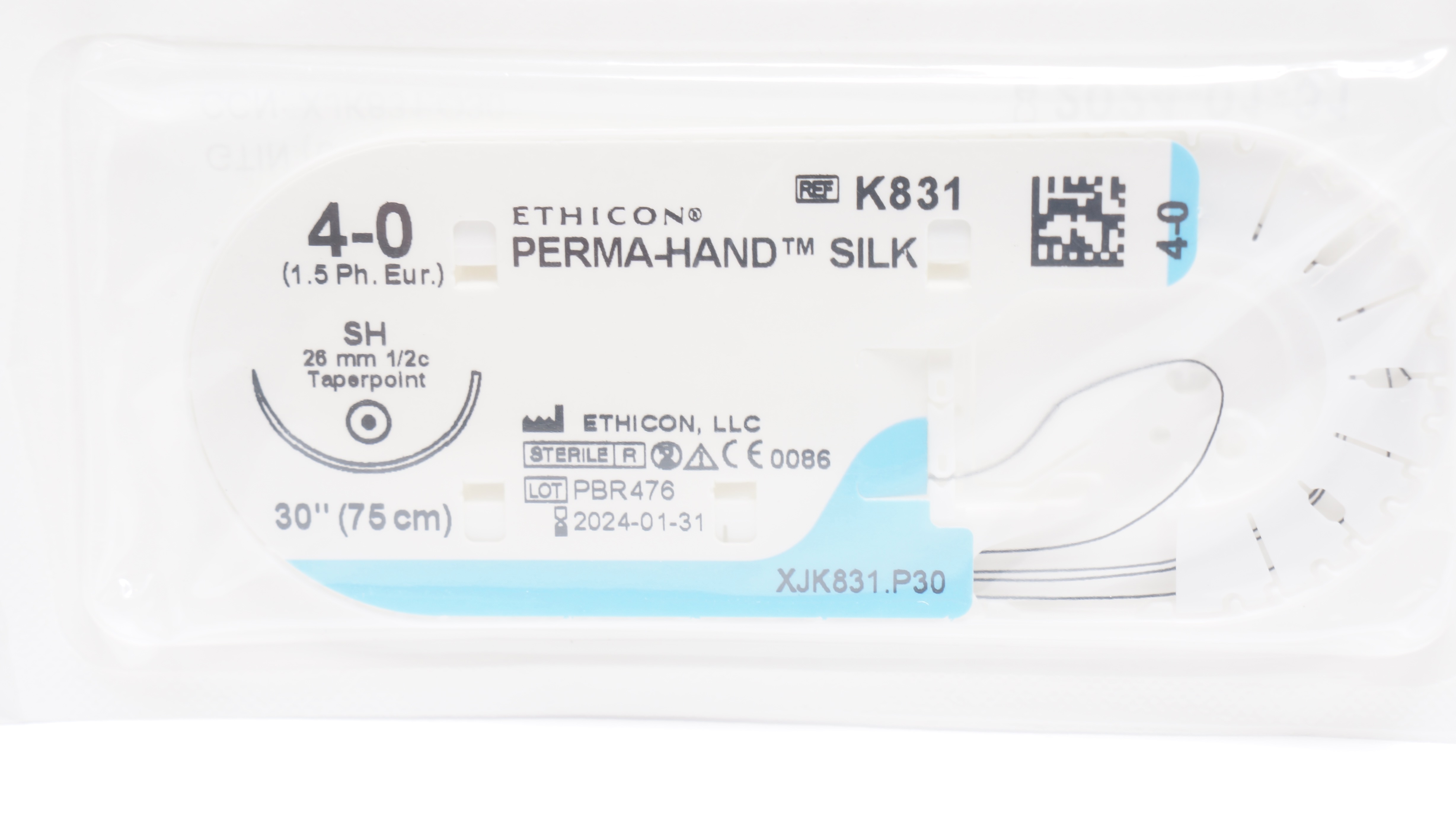 Ethicon K831 4-0 PERMA-HAND SILK Stre SH 26mm 1/2c Taperpoint 30inch (x)