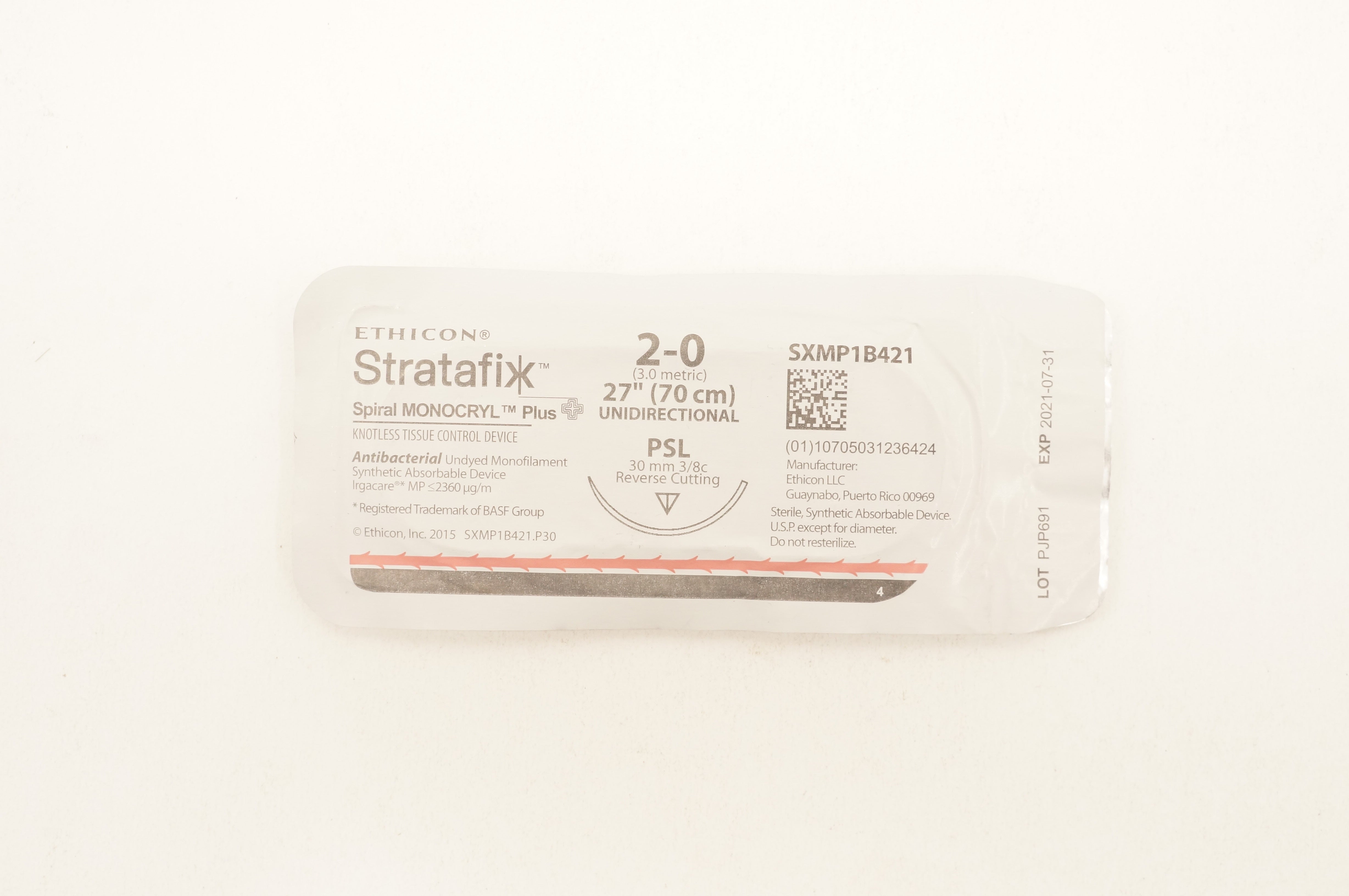 Ethicon SXMP1B421 2-0 Stratafix PSL 30mm 3/8c Reverse Cutting 27inch (x)