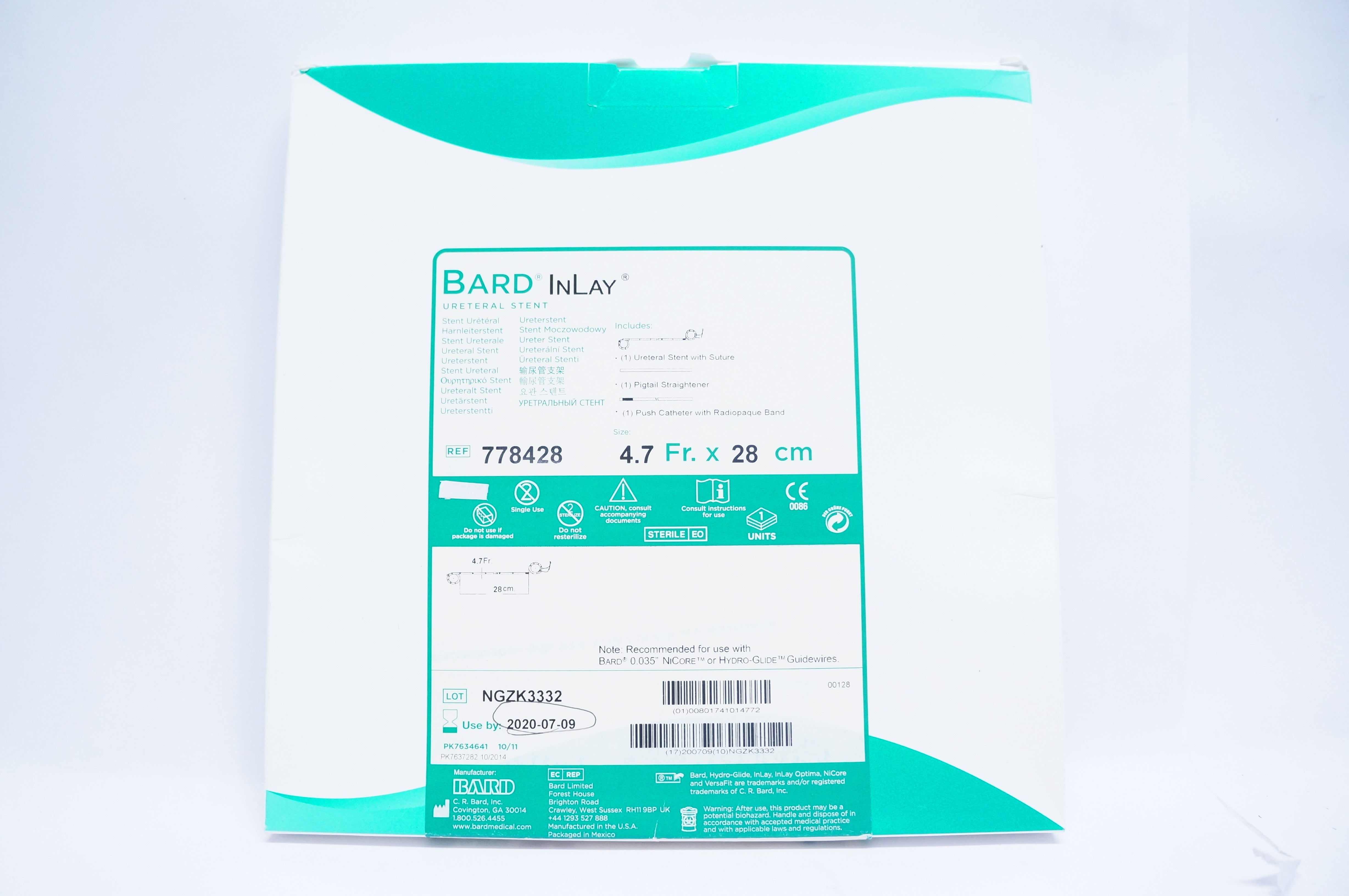 Bard 778428 InLay Optima Ureteral Stnt Kit 4.7Fr. x 28cm (x)