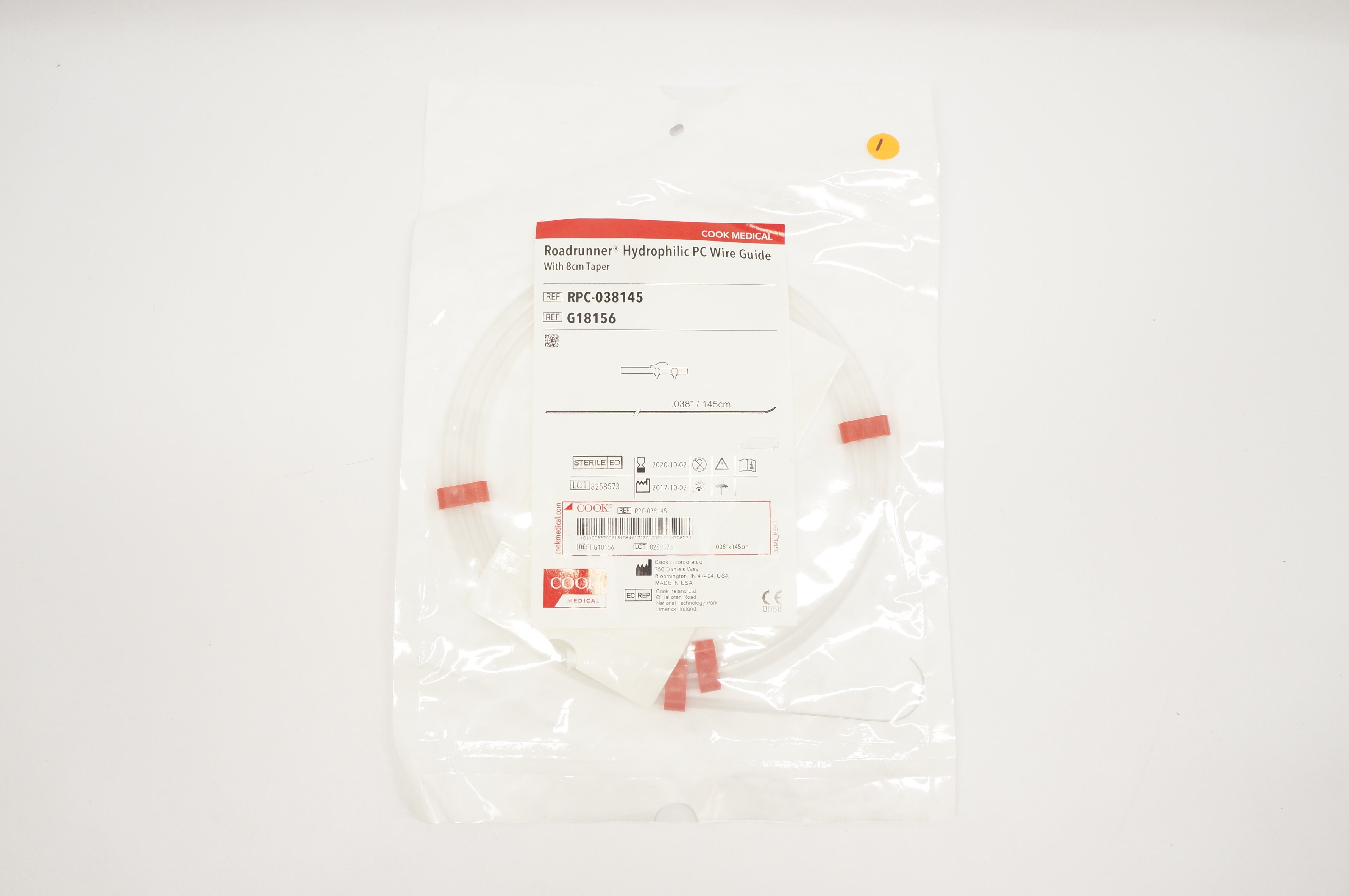 Cook Medical RPC-038145 Roadrunner Hydrophilic PC Wire Guide, 0.038in.x145cm (x)