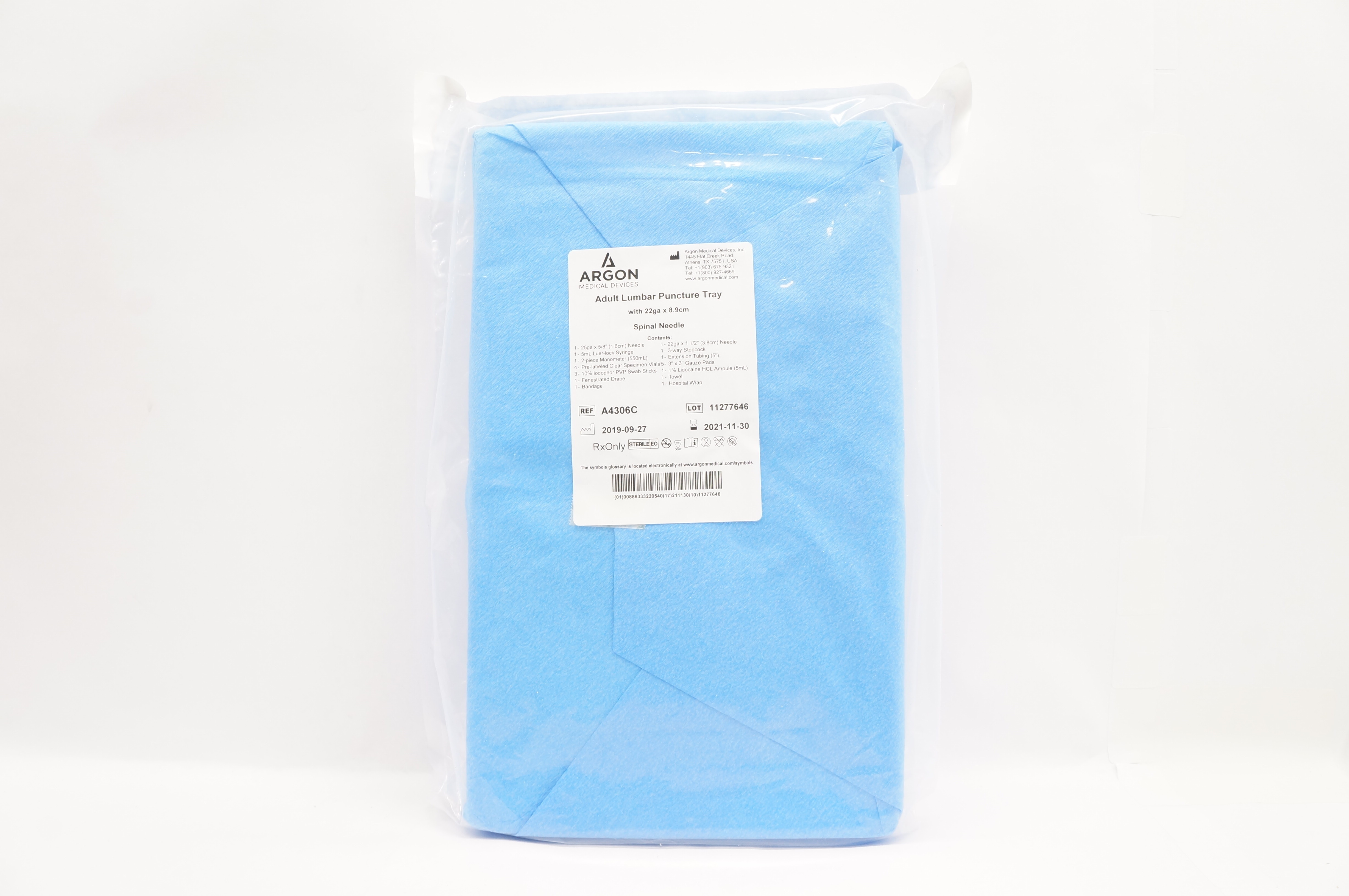 Argon Medical Devices A4306C Adult Lumbar Puncture Tray 22Ga (x)