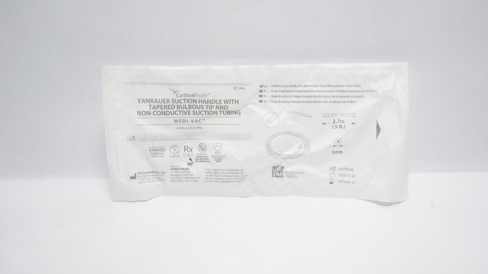 Cardinal Health K84 Yankauer Suction Handle 6mm x 2.7m MEDI-VAC