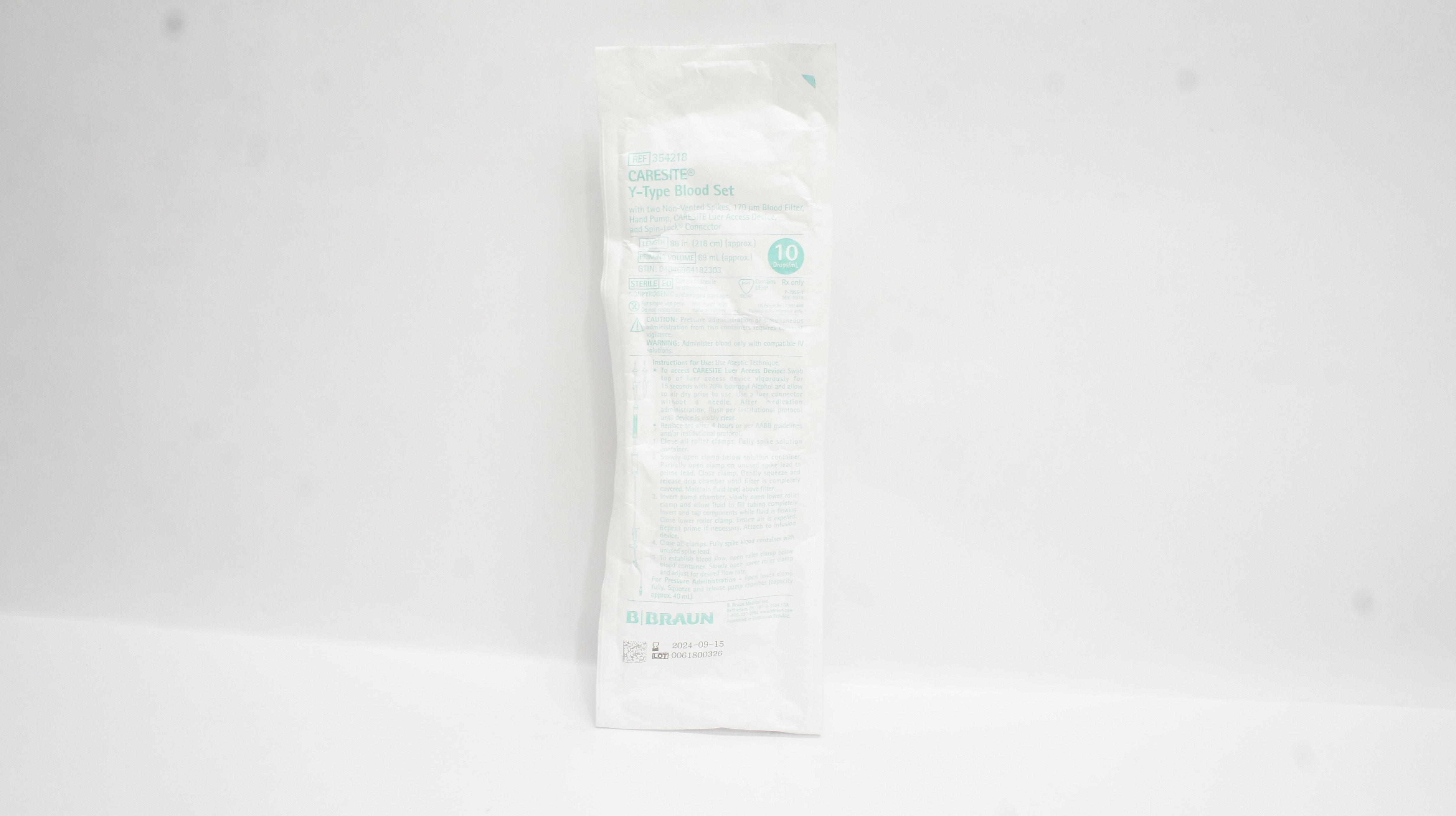 Braun 354218 Caresite Y-Type Blood Set 10Drops