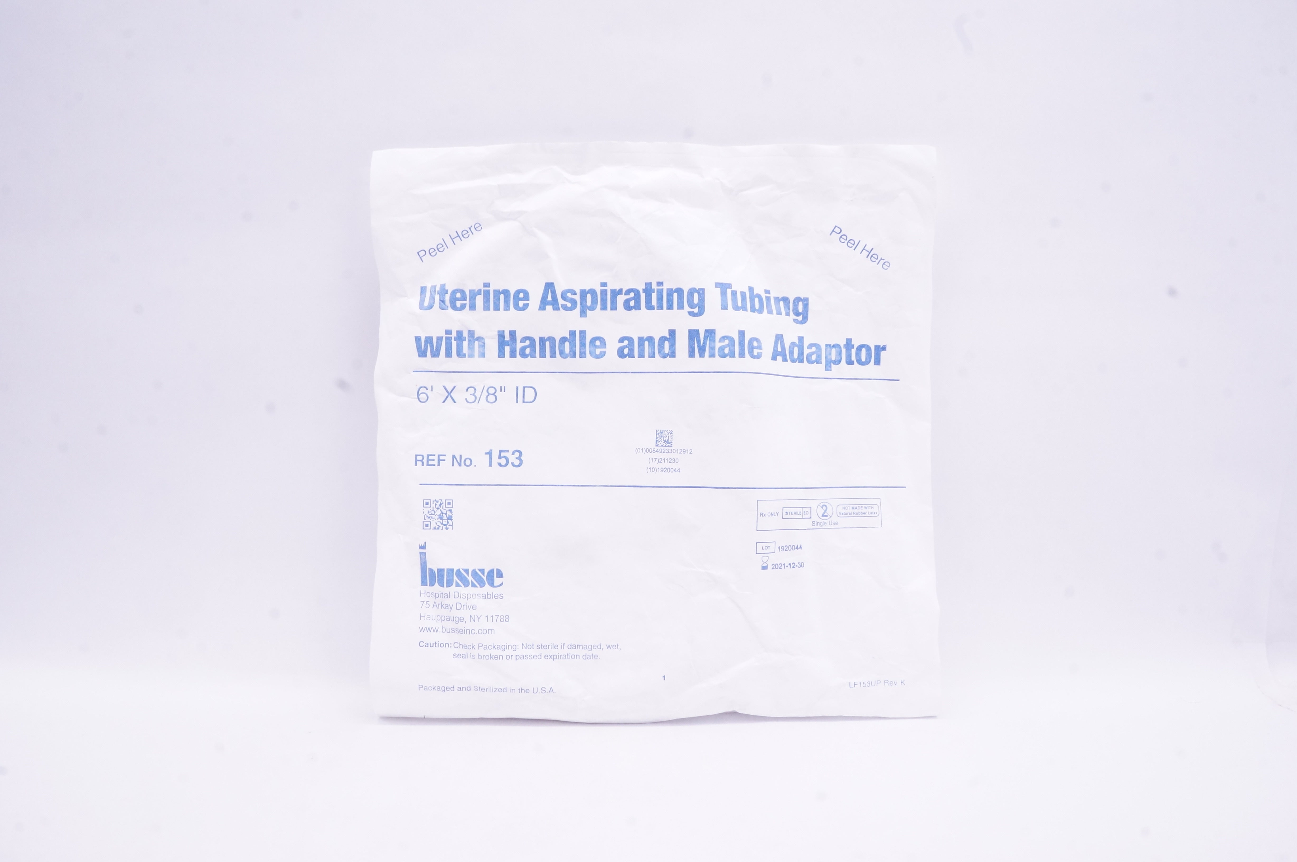 Busse 153 Uterine Aspirating Tubing, Handle and Male Adaptor 6Ft. x 3/8in.