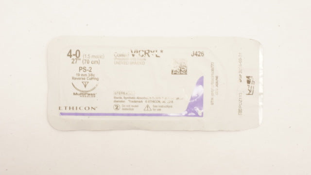 Ethicon J426 4-0 Coated VICRYL Stre PS-2 19mm 3/8c Reverse Cutting, 27inch