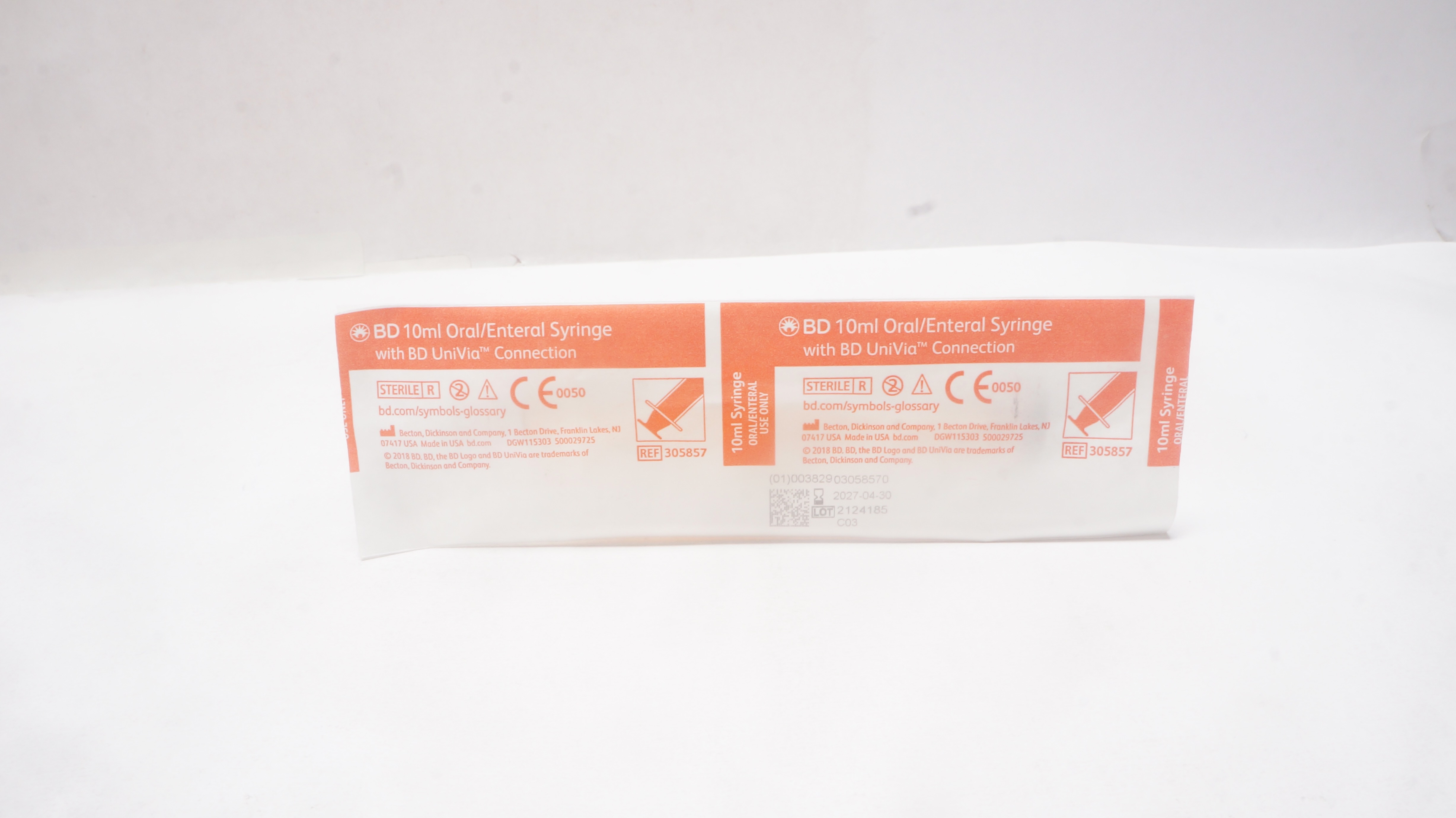 BD 305857 10ml Oral/Enteral Syringe w/UniVia Connection