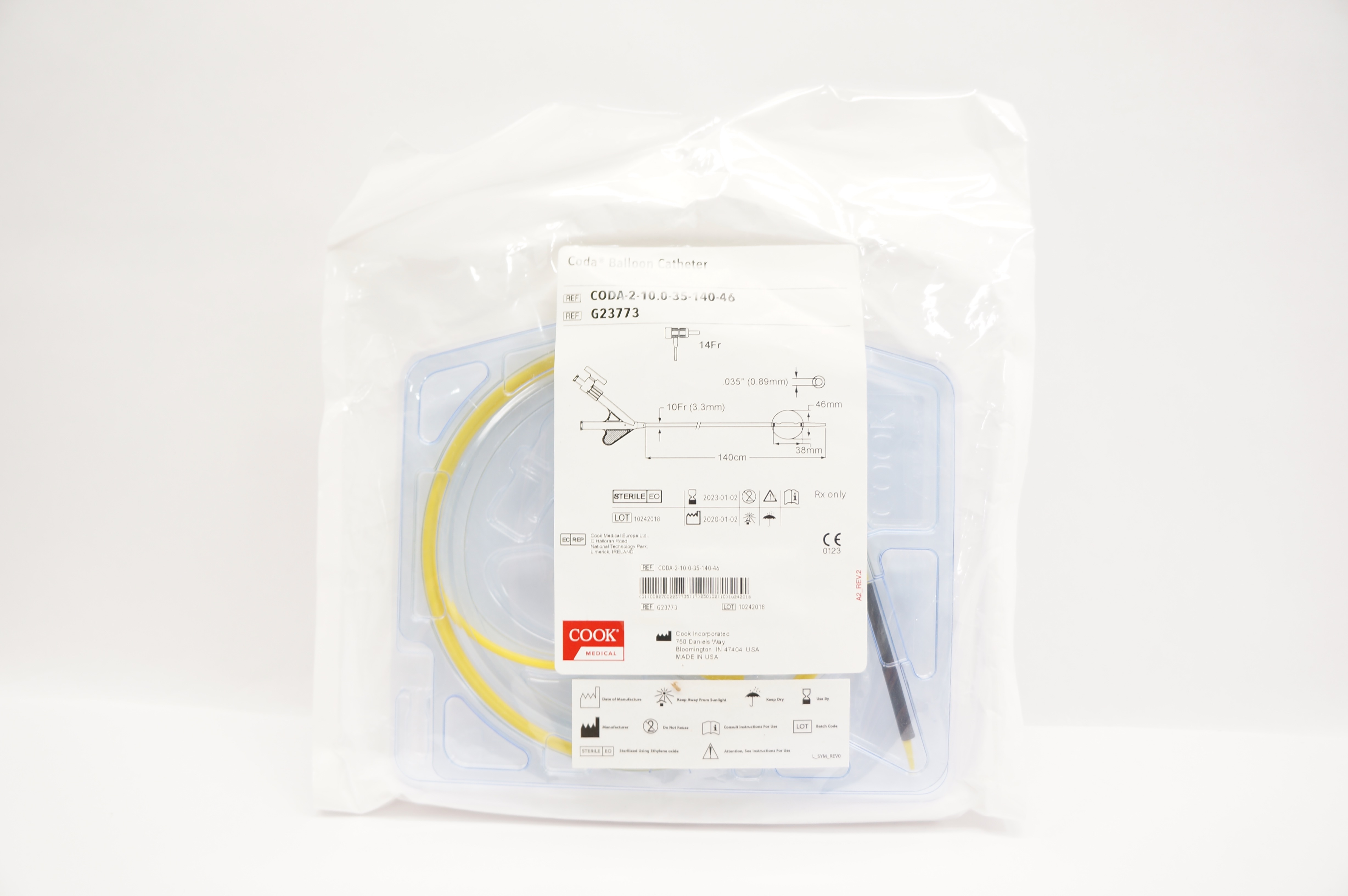 Cook Medical G23773 Coda Balloon Cath. 14Fr x 140cm x .035inch
