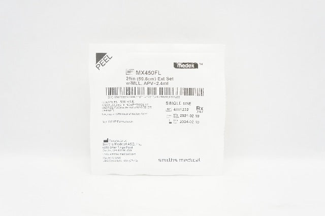 Smiths Medical MX450FL Medex 20inch Ext. Set w/MLL, APV 2.4mL