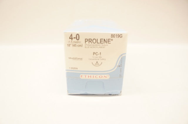 Ethicon 8619G 4-0 PROLENE PS-1, 13mm 3/8c Conventional Cutting 18in(x)-Box of 12