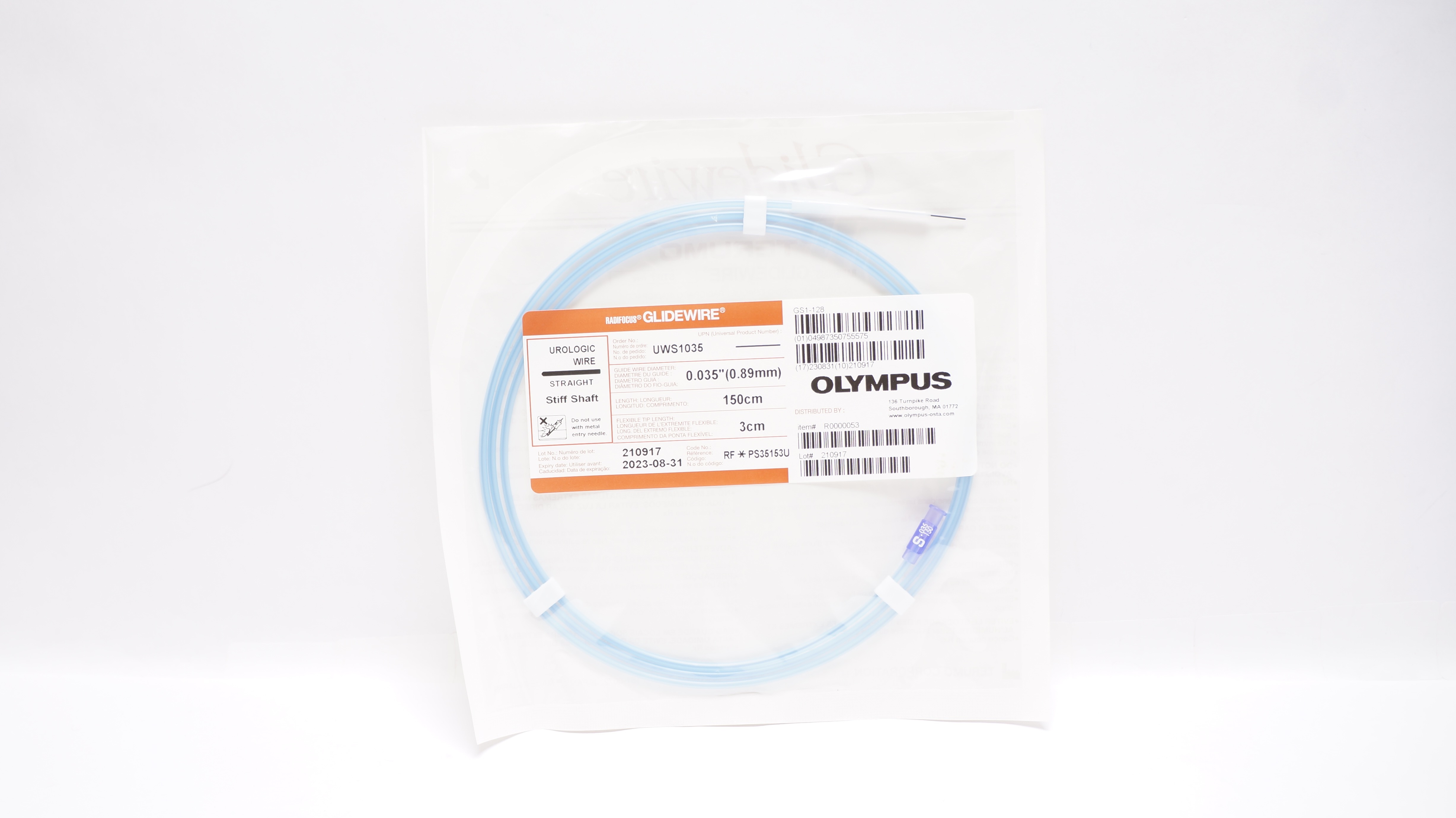 Terumo PS35153U Olympus Radifocus Glidewire Urologic Wire 0.035in x150cm x3cm(x)