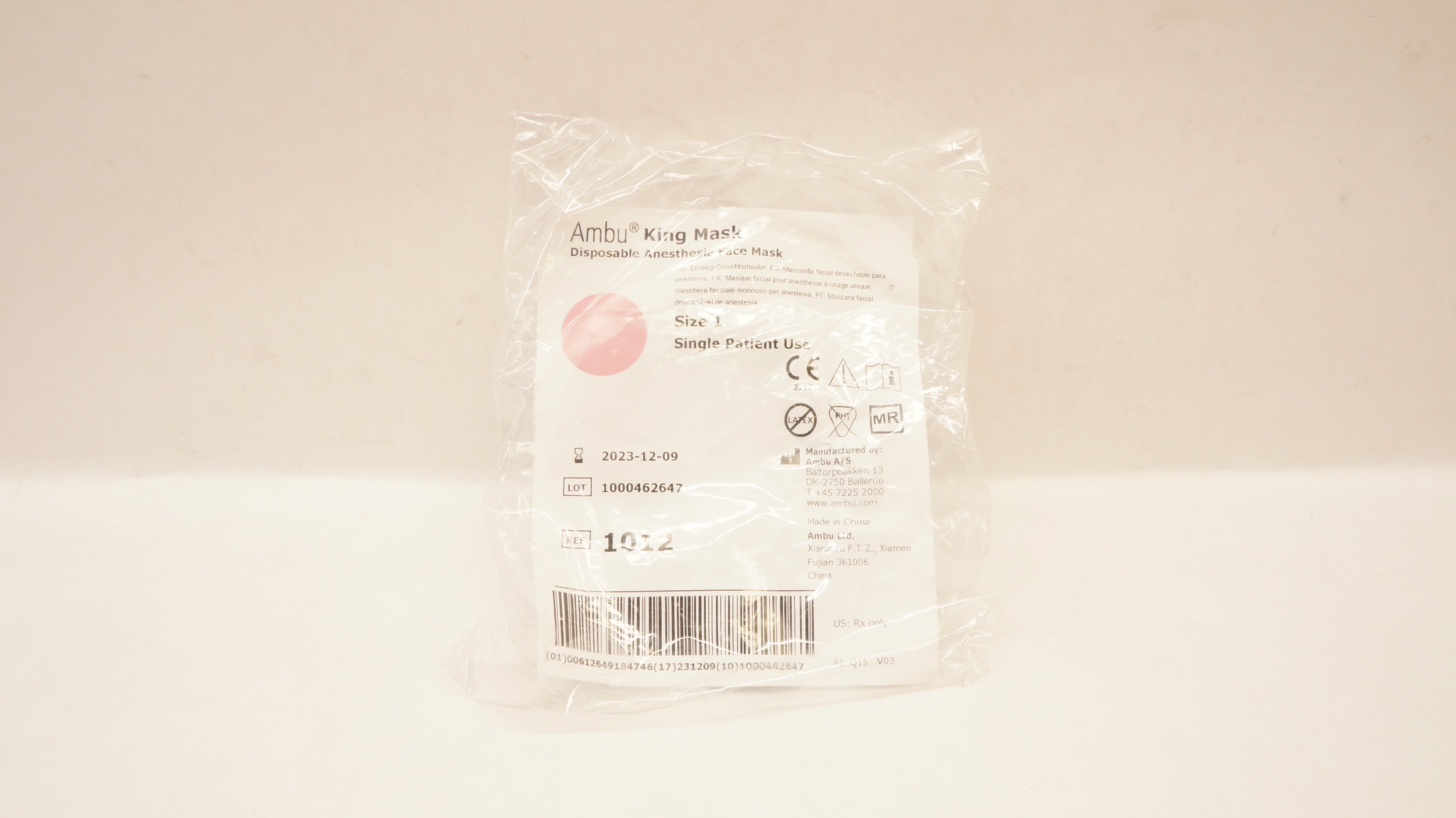 AMBU 1012 King Disposable Anesthesia Face Mask Size 1