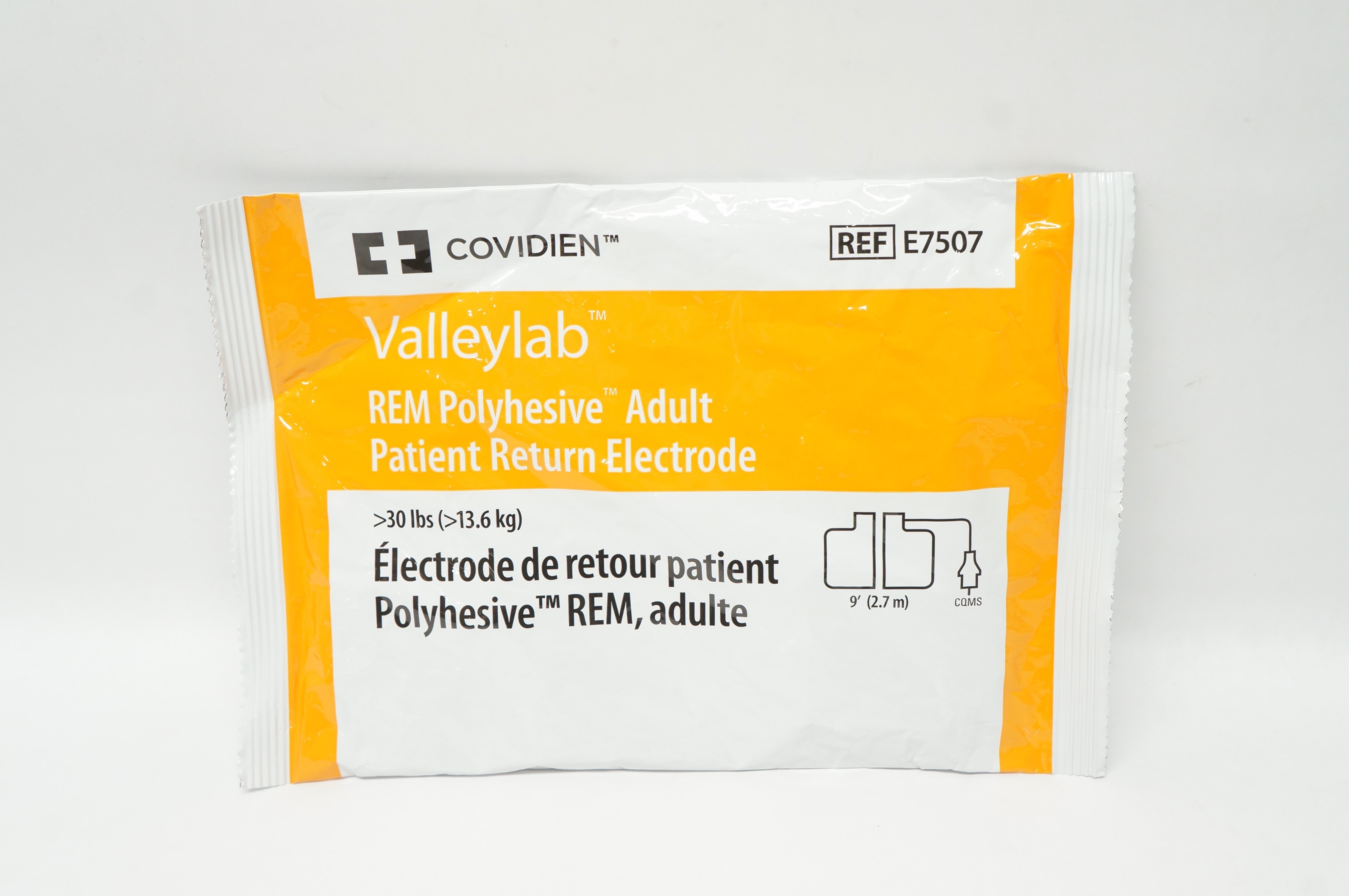 Covidien E7507 ValleyLab REM Polyhesive Adult Patient Return Electrode >30lbs(x)
