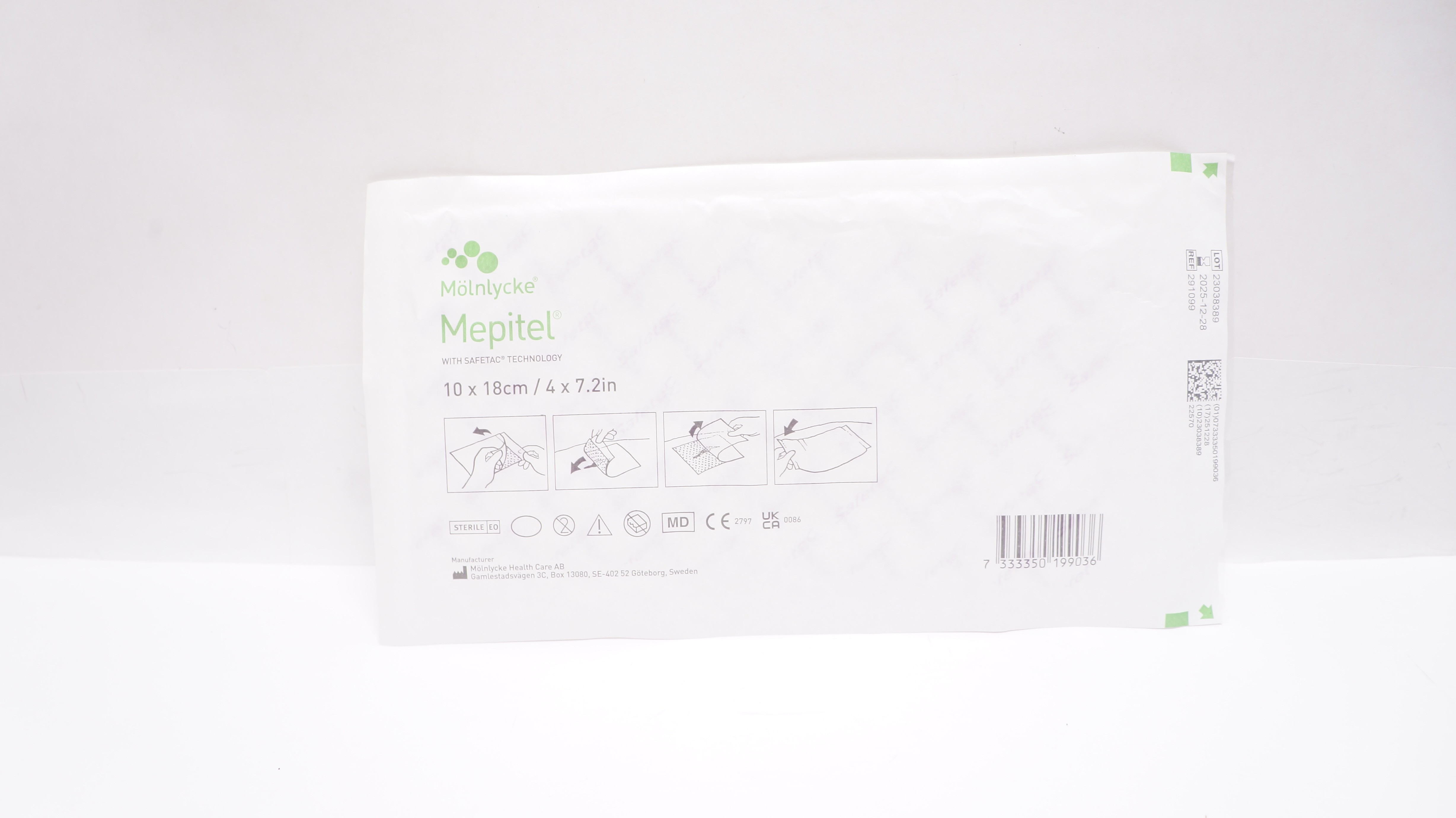 Molnlycke 291099 Mepitel Non-Adherent Soft Silicone Dressing 4inch x 7.2inch