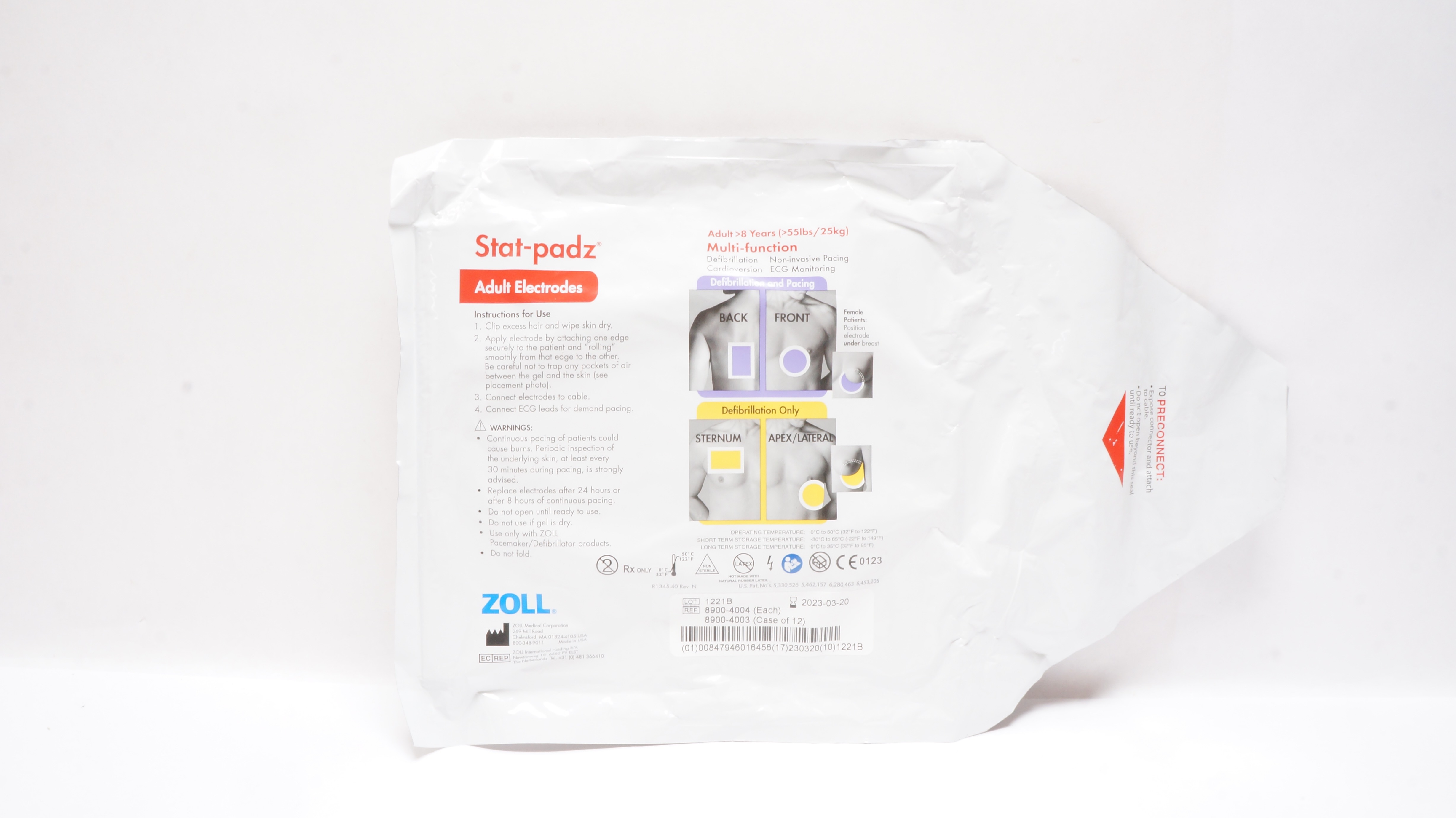 Zoll 8900-4004 Stat-padz Multi-Function Adult Electrodes >8 Years >55 lbs (x)