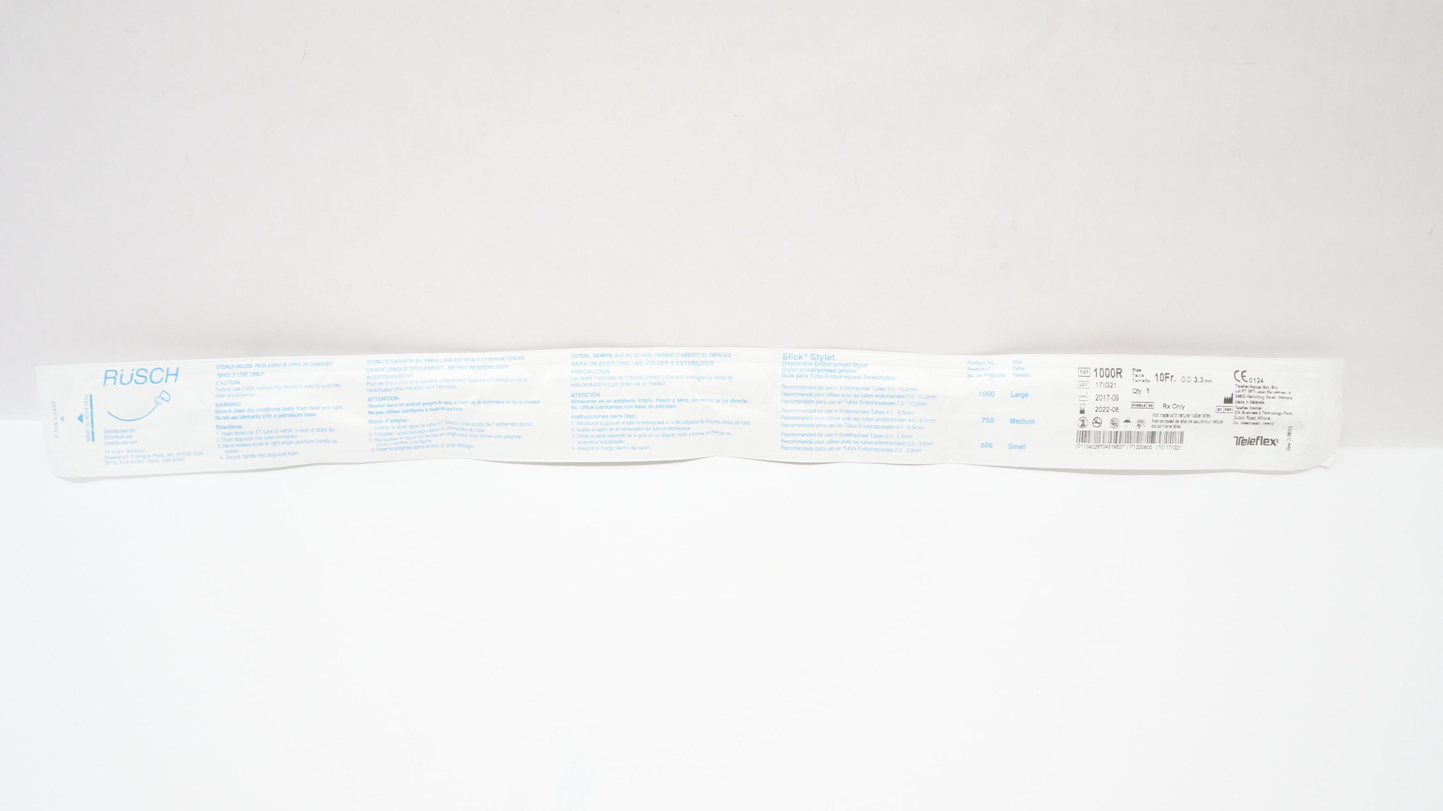 Teleflex 1000R Slick Stylet Disposable Endotracheal Stylet 10Fr x 3.3mm O.D. (x)