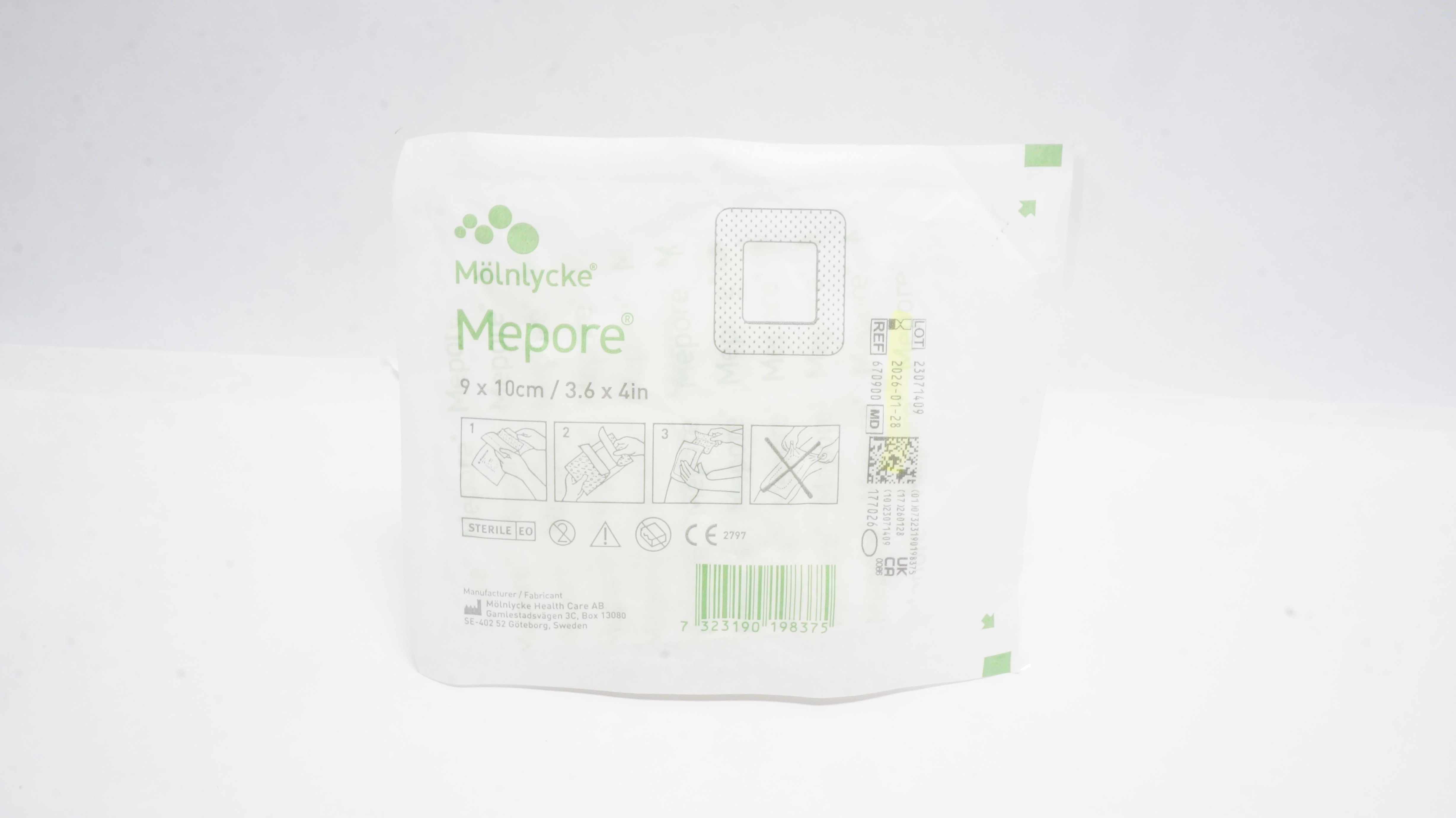 Mölnlycke 670900 Mepore Adhesive Surgical Dressing 3.6in x 4in (x)