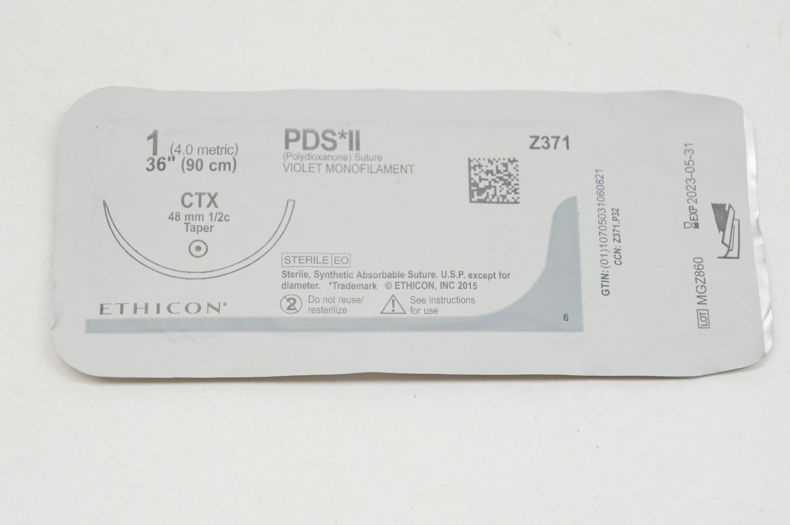 Ethicon Z371 1 PDS II, CTX, 48mm 1/2c Taper, 36inch