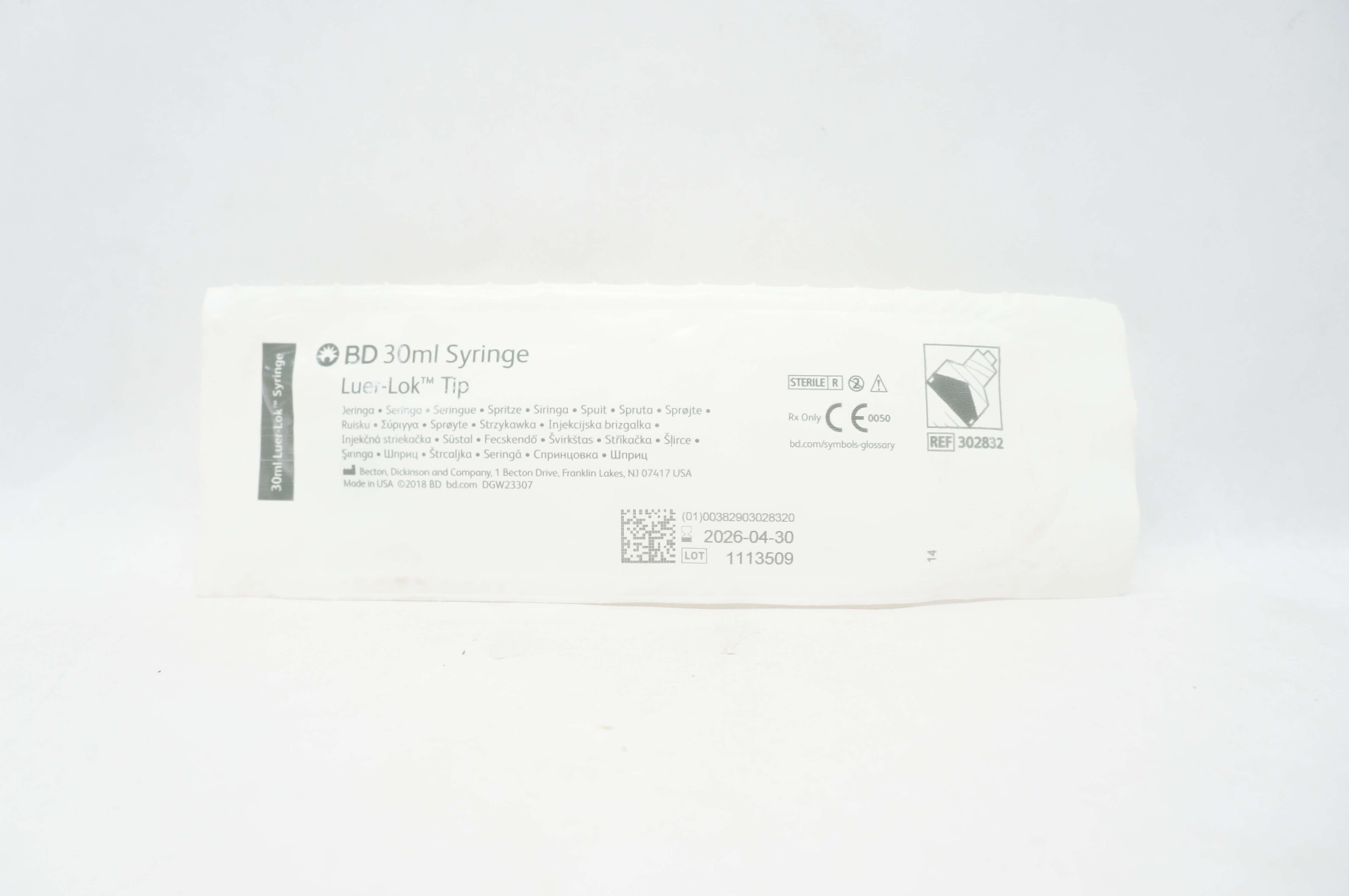 BD 302832 Luer-Lok Tip 30ml Syringe