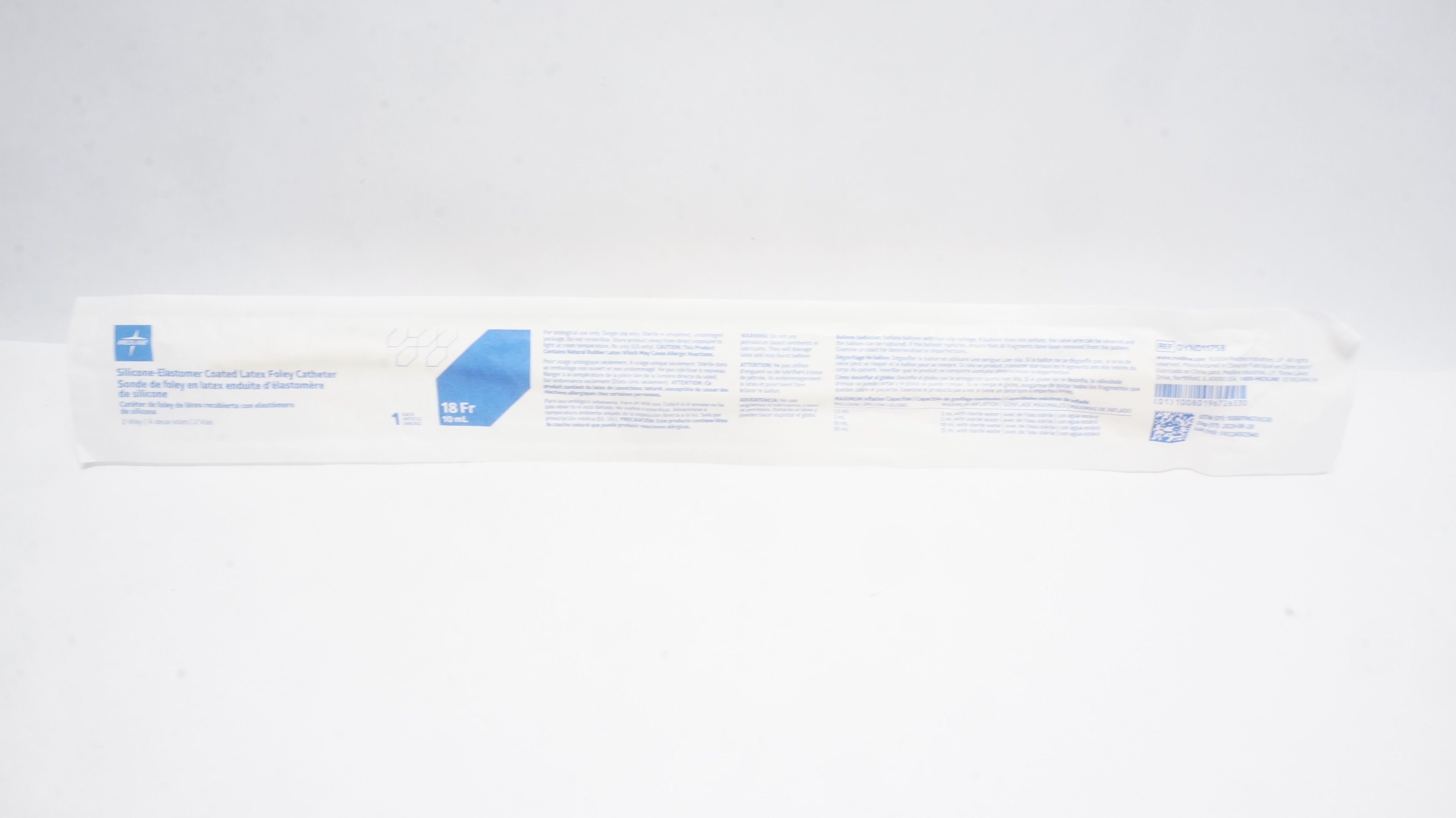 Medline DYND11758 Silicone-Elastomer Coated Latex Foley Cath.18 Fr x 10 ml,2 Way