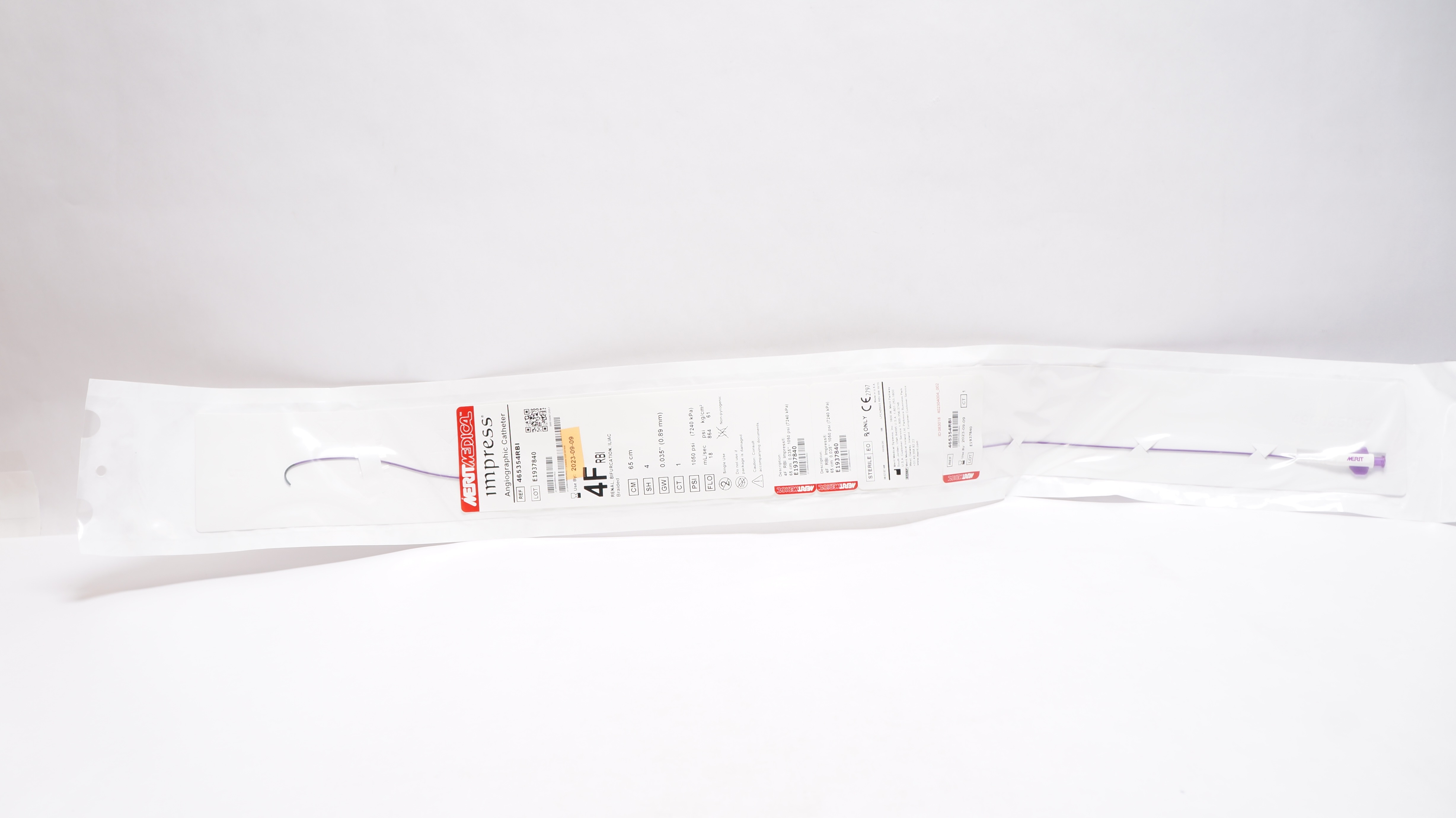 Merit Medical 465354RBI Impress Angiographic Cath. 4F RBI x 65cm x 4 x 0.035In (x)