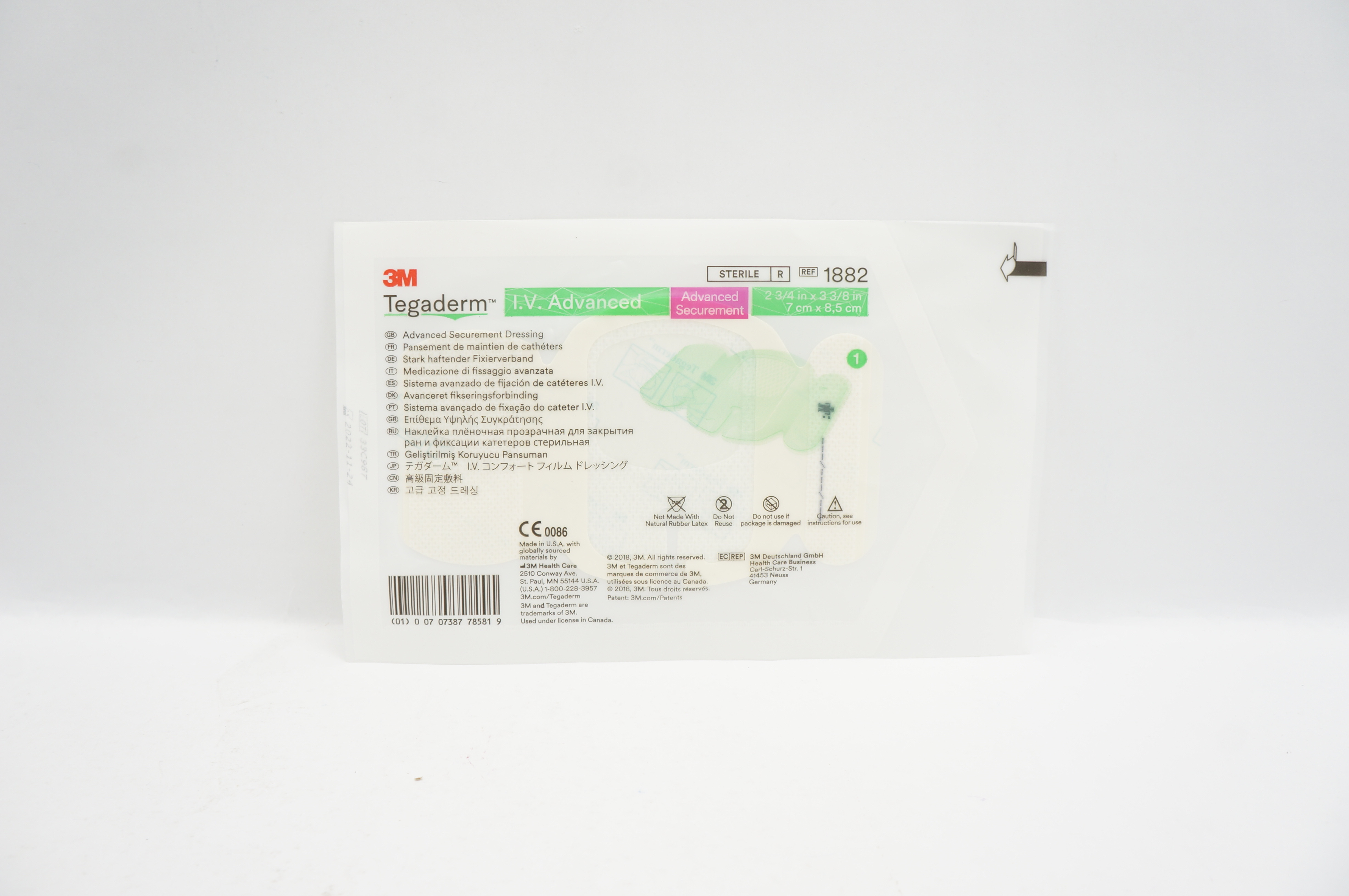 3M 1882 Tegaderm IV Advanced Securement Dressing, 2-3/4 inch x 3-3/8 inch