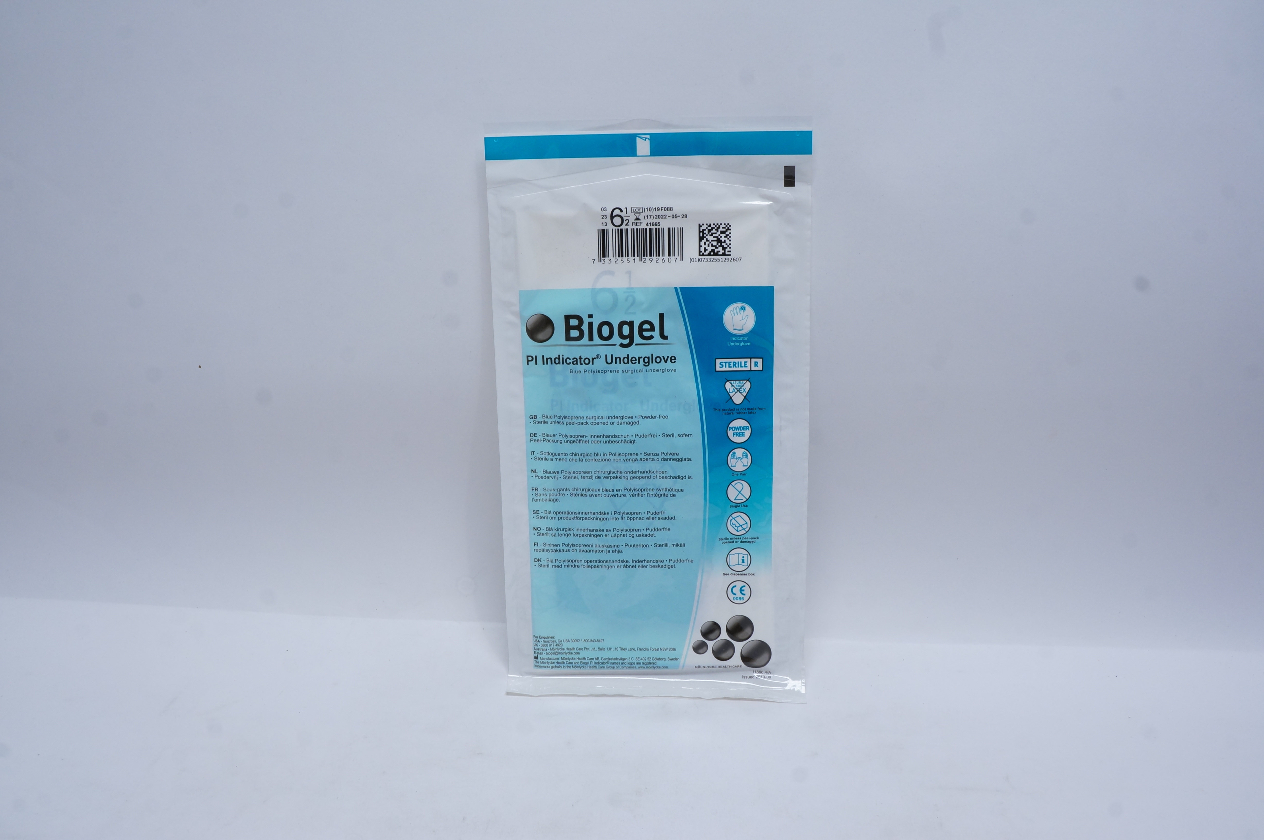 Molnlycke Health Care 41665 Bigoel Pl Indicator Underglove, Size 6-1/2