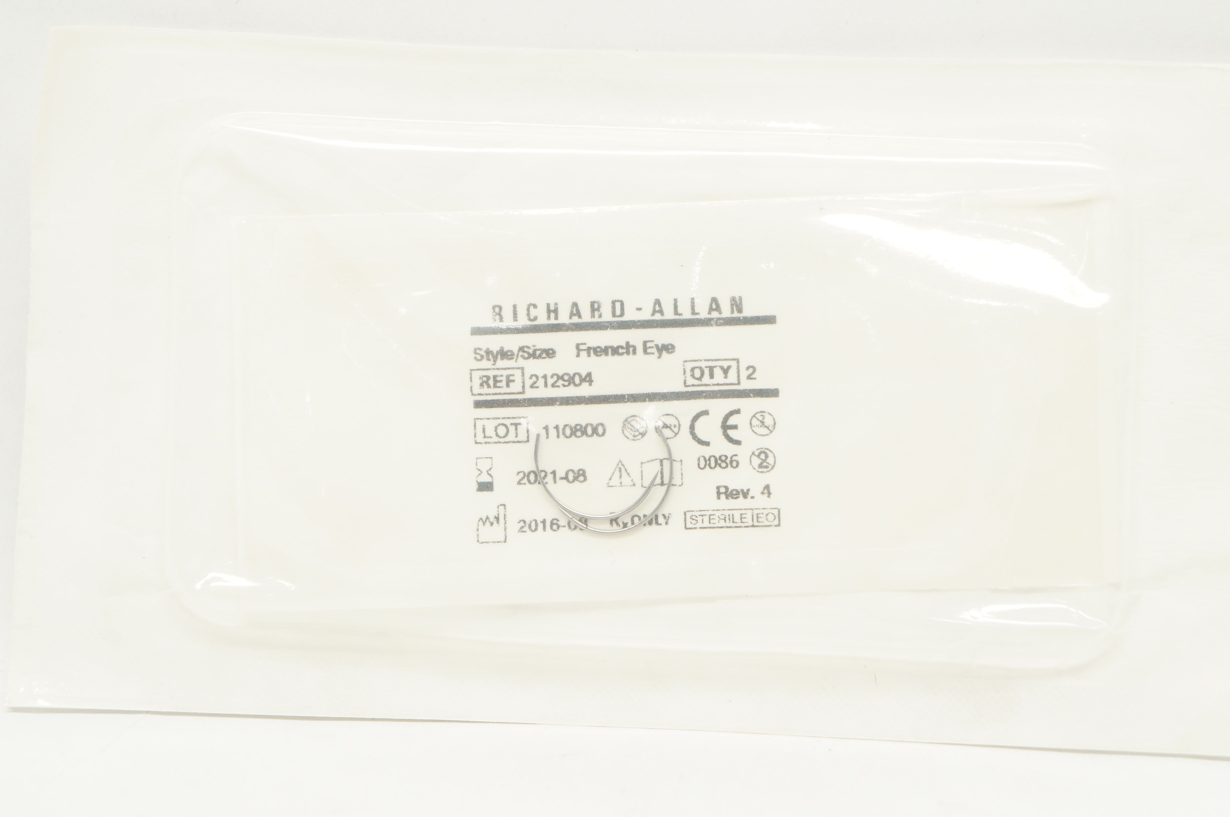Richard-Allan 212904 French-Eye Ndle, 1/2 Circle Taperpoint .024 x .866inch (x)