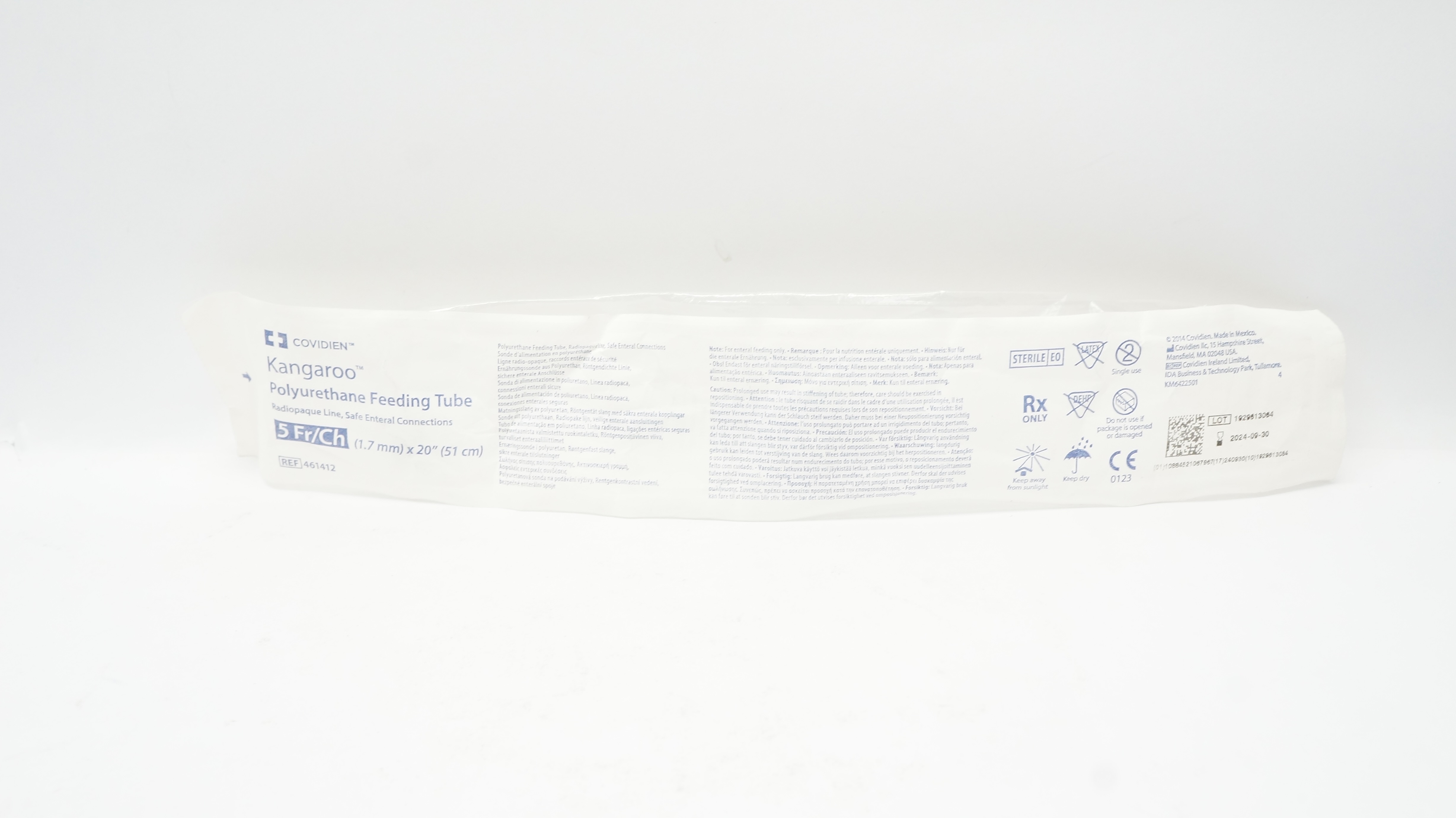 Covidien 461412 Kangaroo Polyurethane Feeding Tube 5Fr/Ch x 20 inch (x)