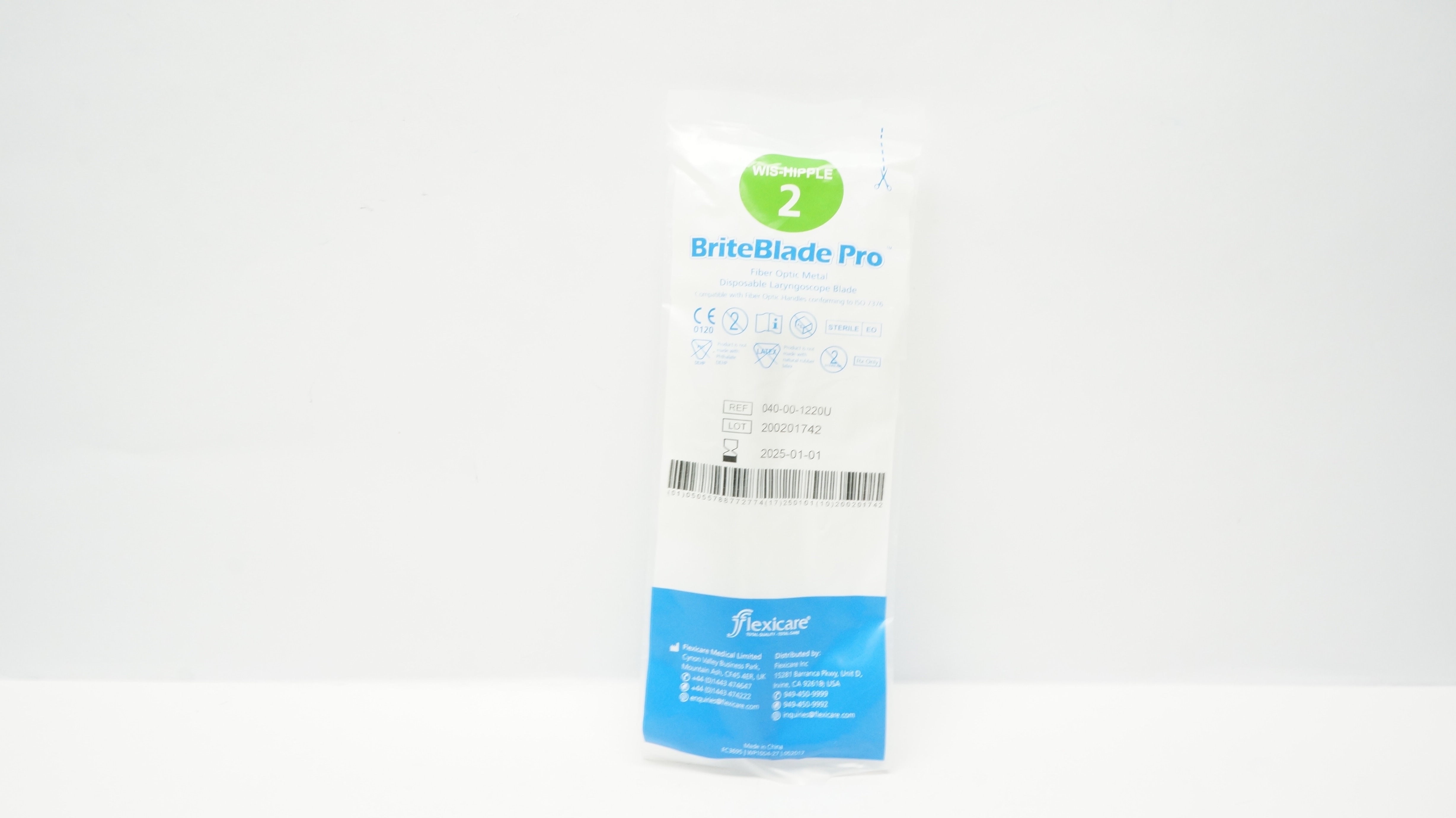 Flexicare 040-00-1220U BriteBlade Pro Wis-Hipple 2 Fiber Optic Metal (x)