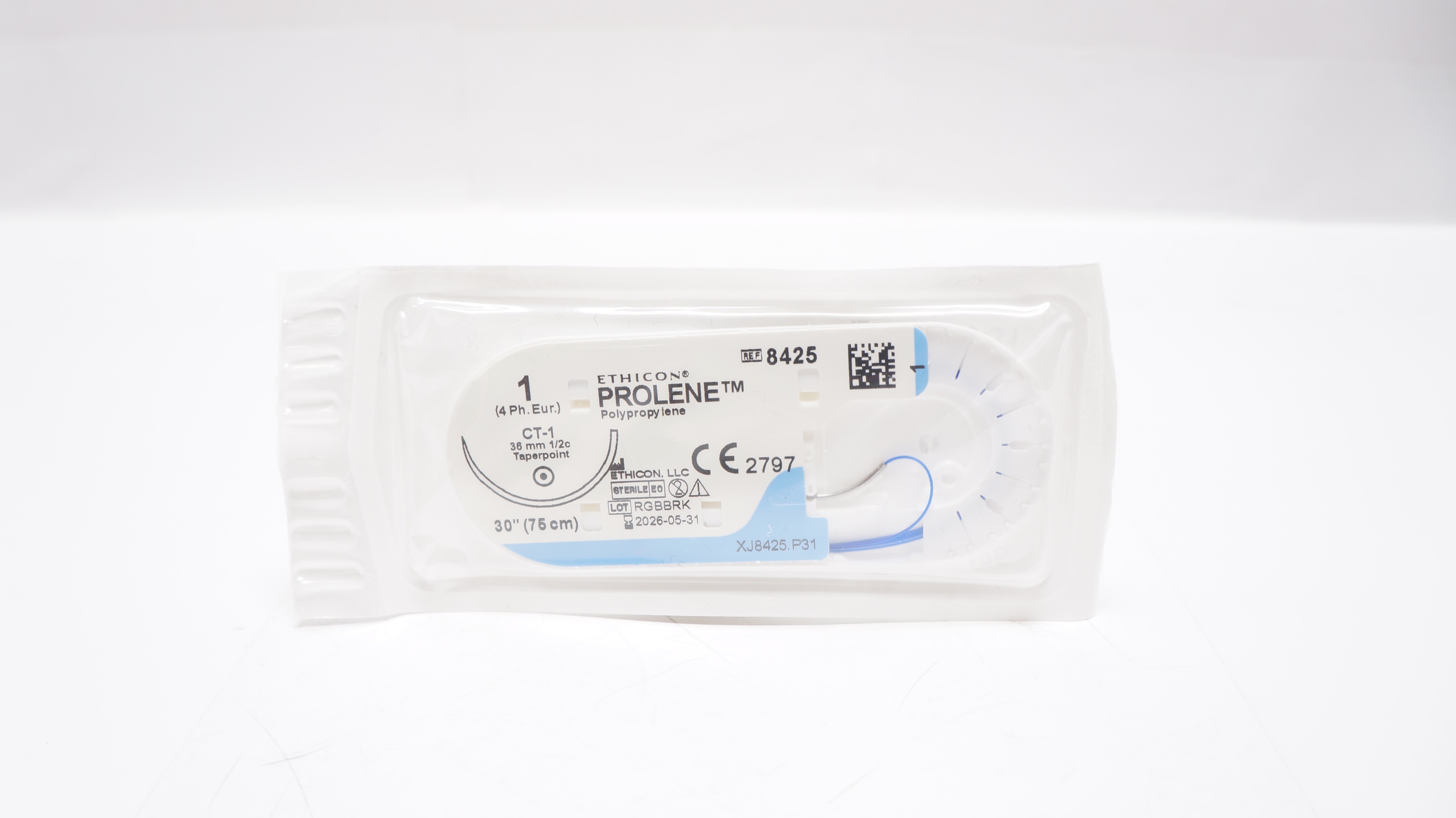 Ethicon 8425 1 Prolene Polypropylene Stre CT-1 36mm 1/2c Taperpoint, 30nch