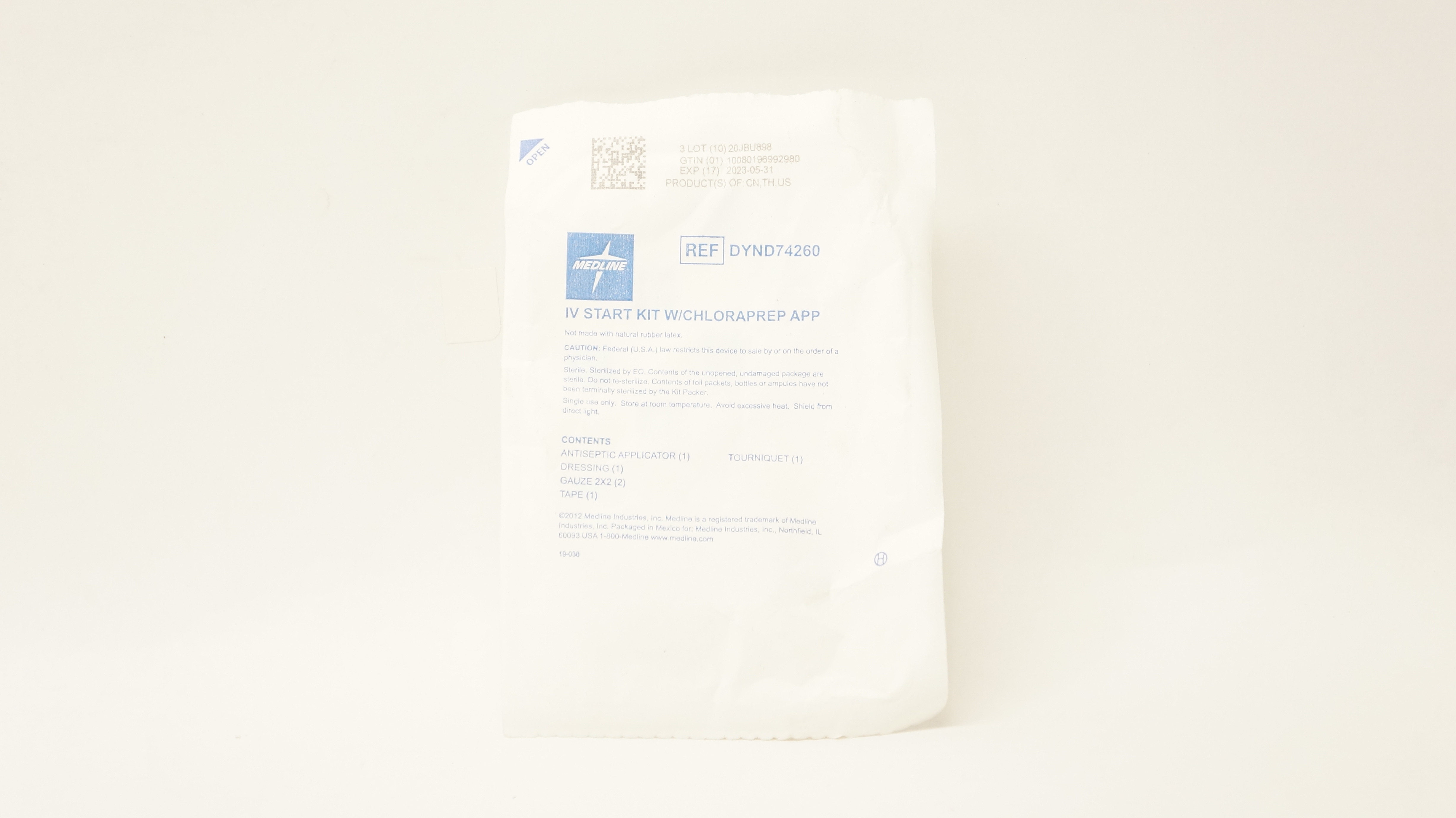 Medline DYND74260 IV Start Kit W/Chloraprep App