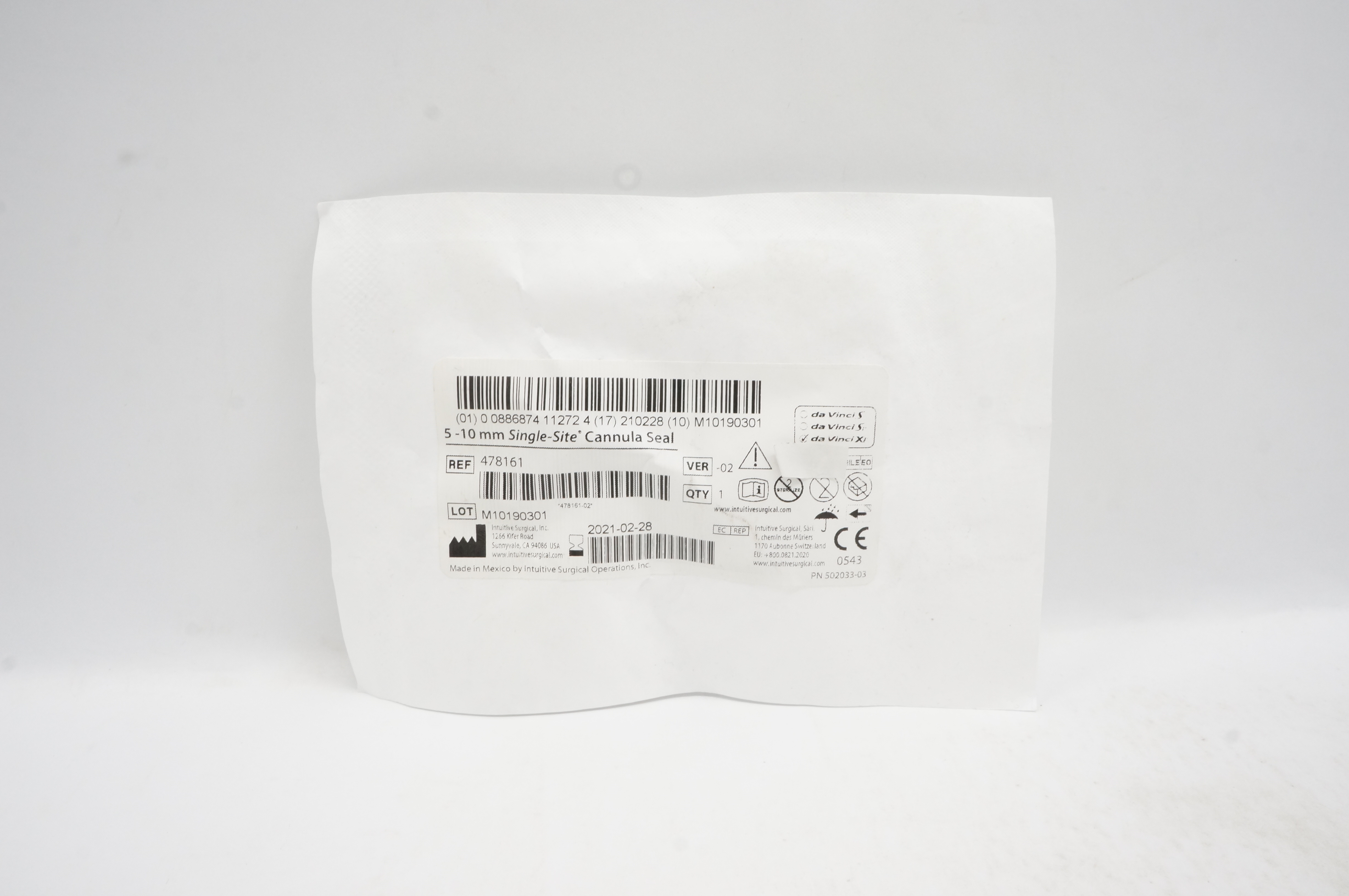 Institutive Surgical 478161 Da Vinci Xi Single -Site Cannula Seal 5mm - 10mm (x)