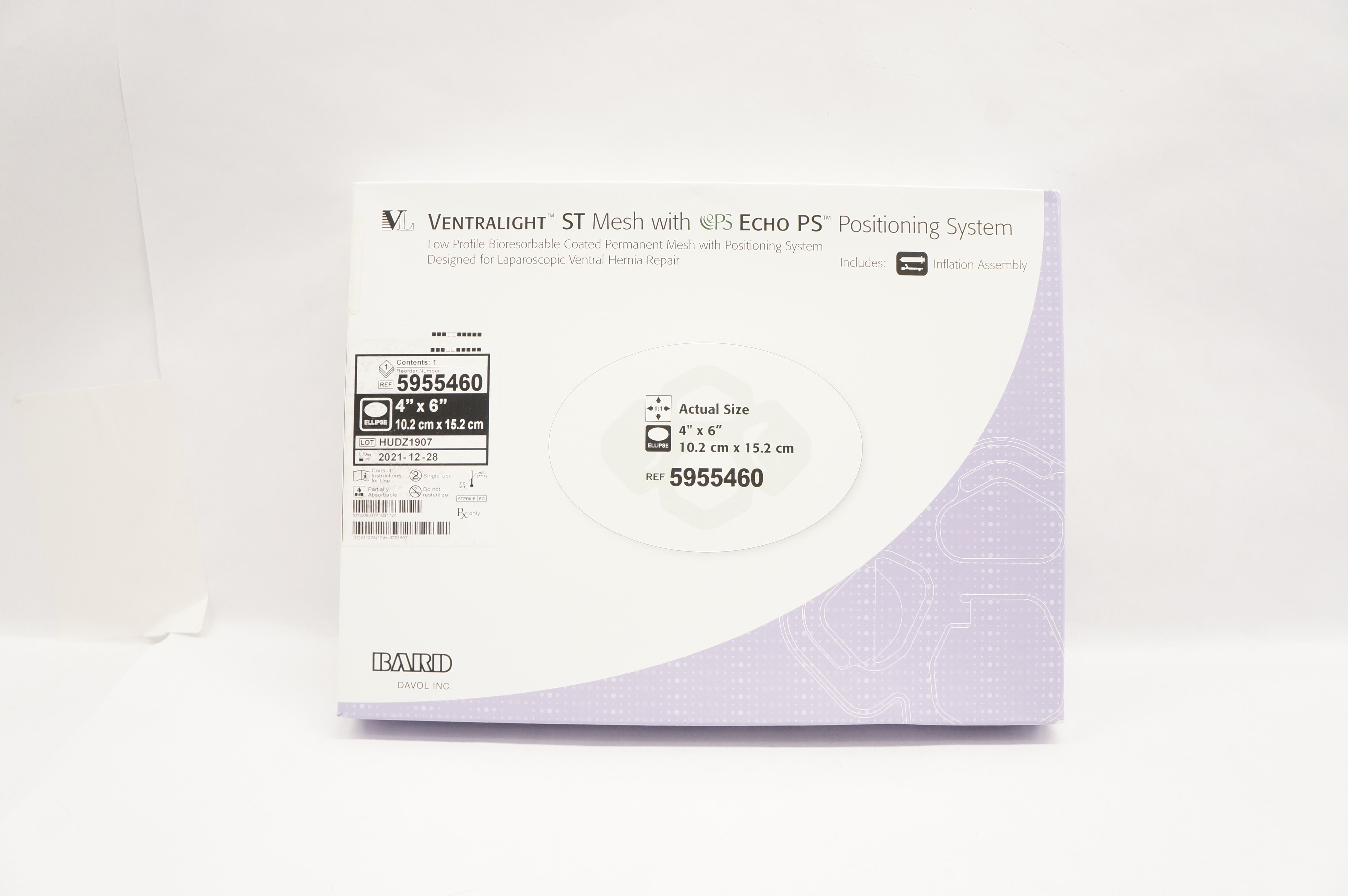 Bard 5955460 Ventralight ST Mesh w/Escho PS Positioning System 4 x 6 inch (x)