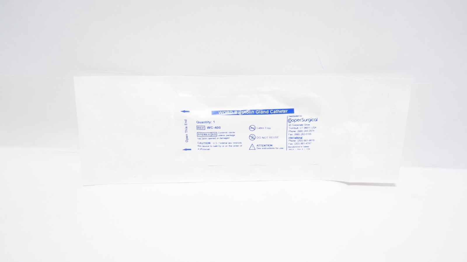 CooperSurgical WC-400 WORD Bartholin Gland Catheter Latex-Free