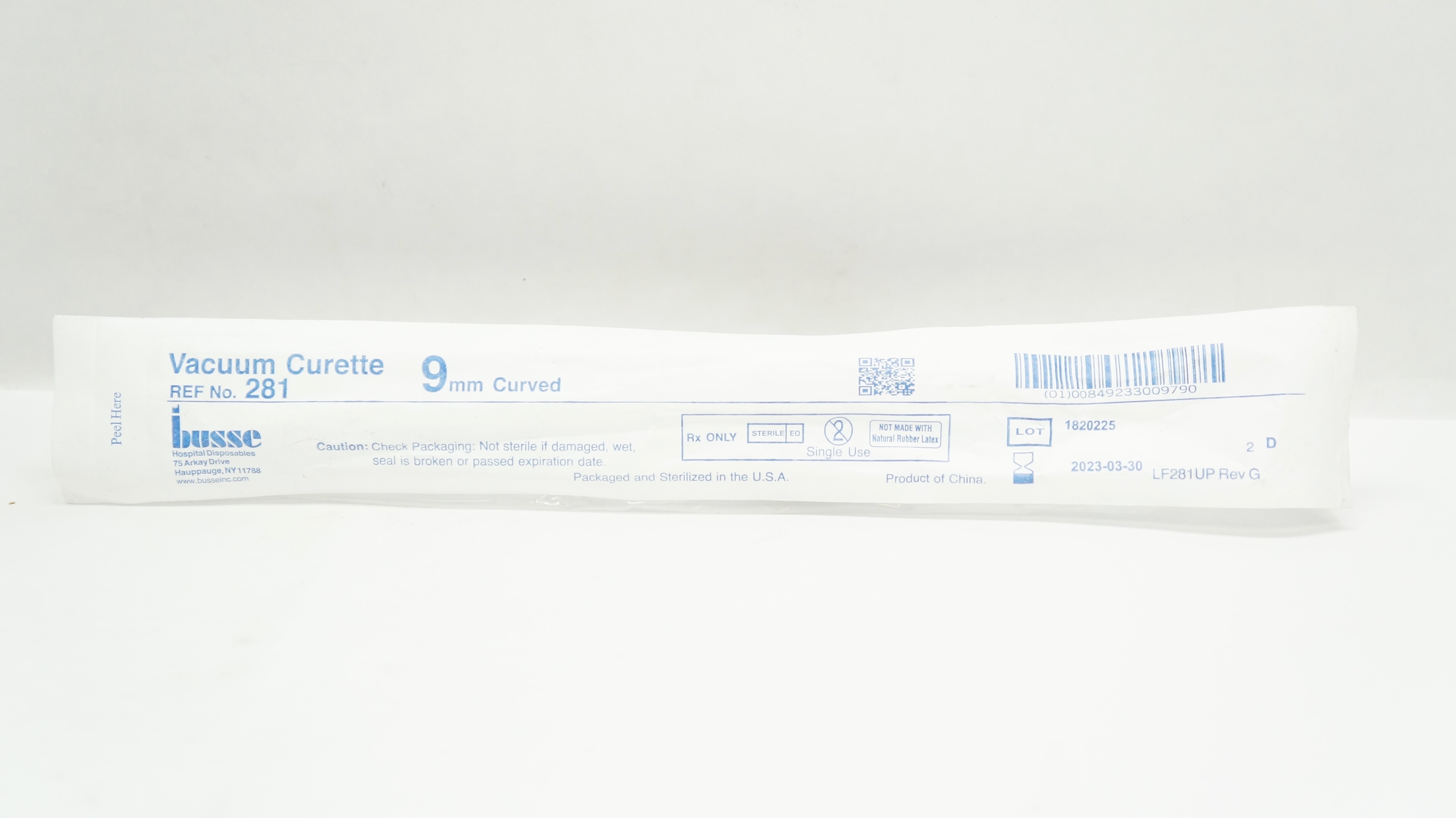 Busse 281 Vacuum Curette 9mm Curved