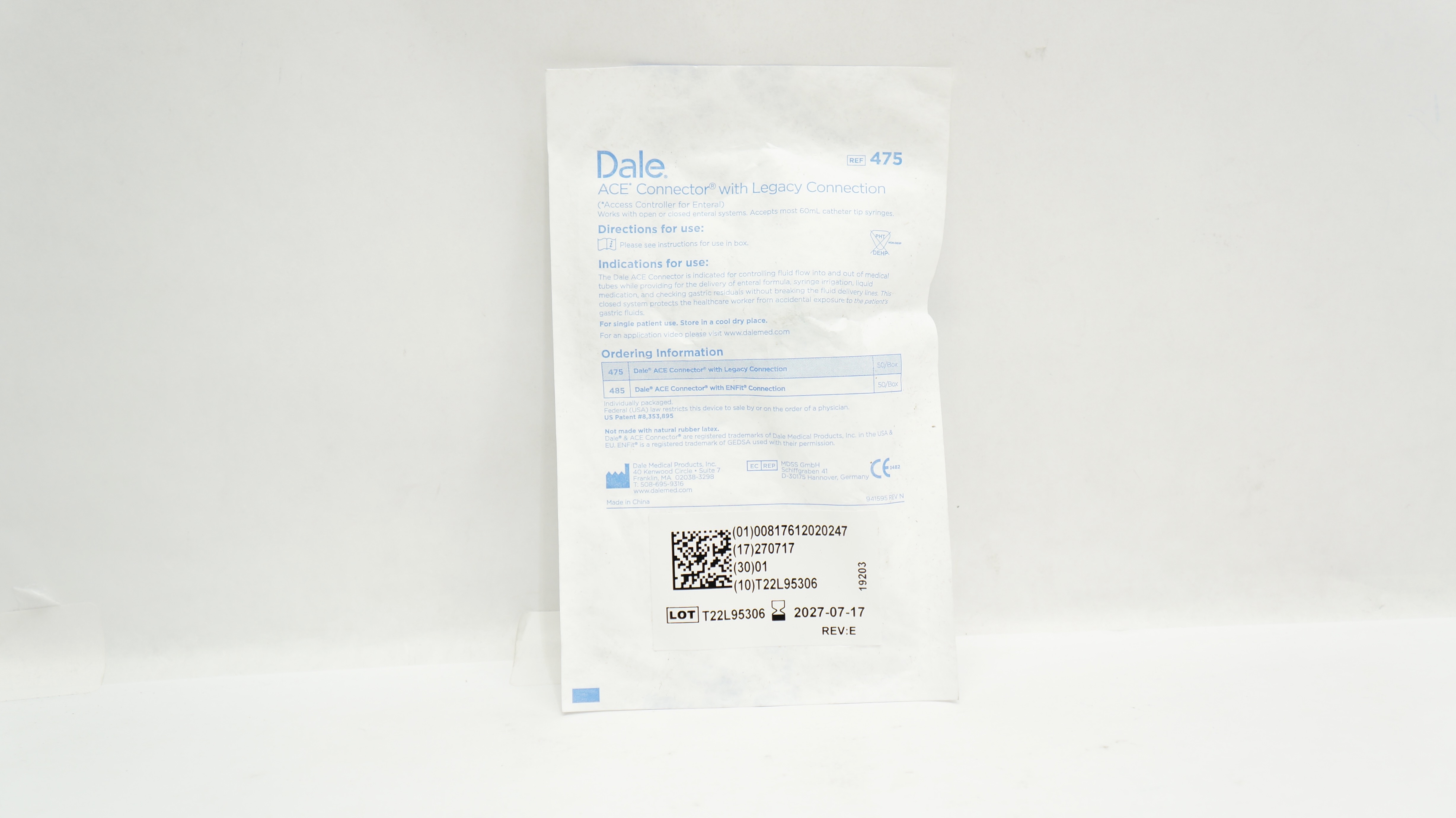 Dale Medical 475 ACE Connector with Legacy Connection