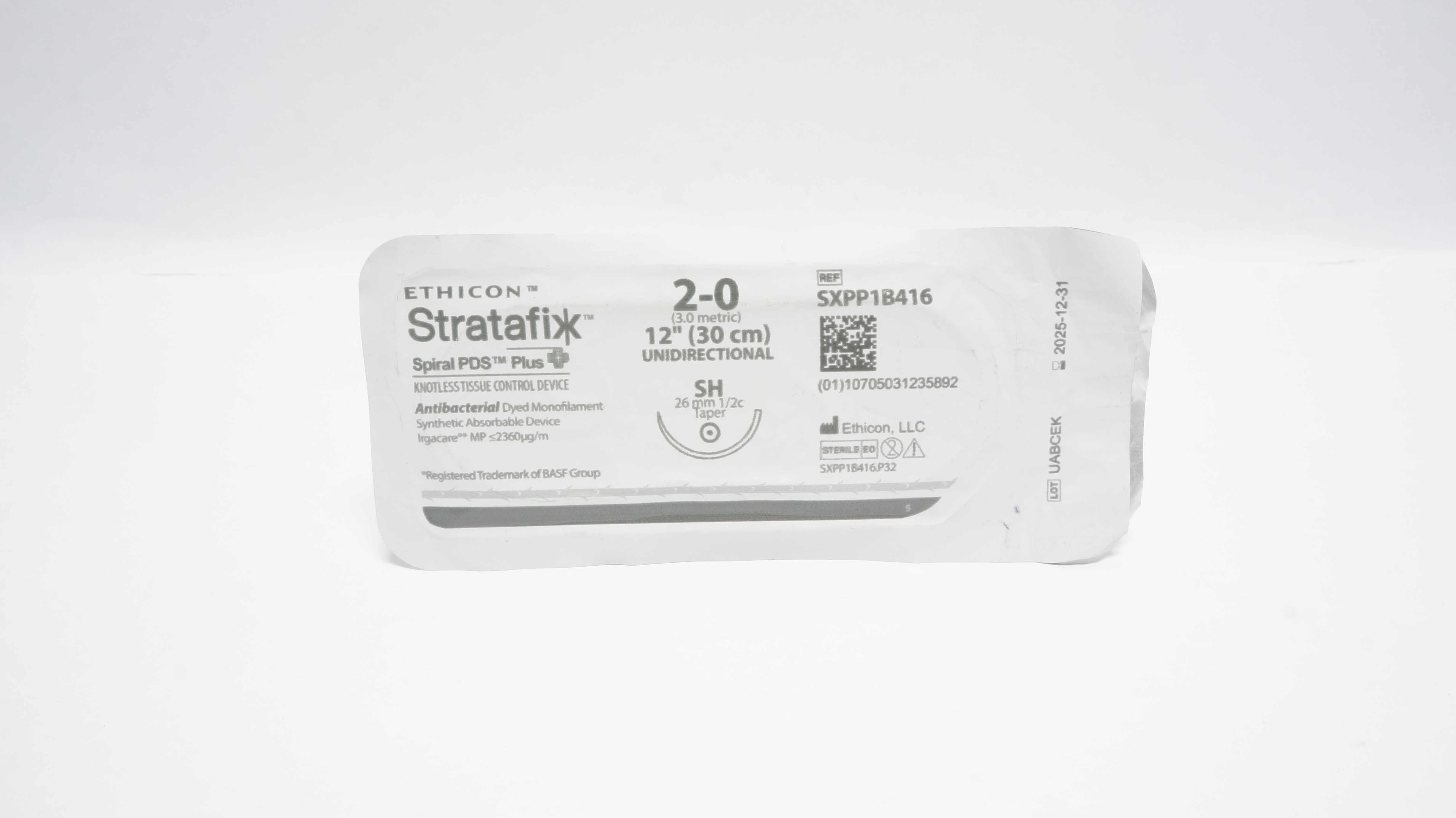 Ethicon SXPP1B416 2-0 Stratafix Spiral PDS Stre SH 26mm 1/2c Taper 12inch