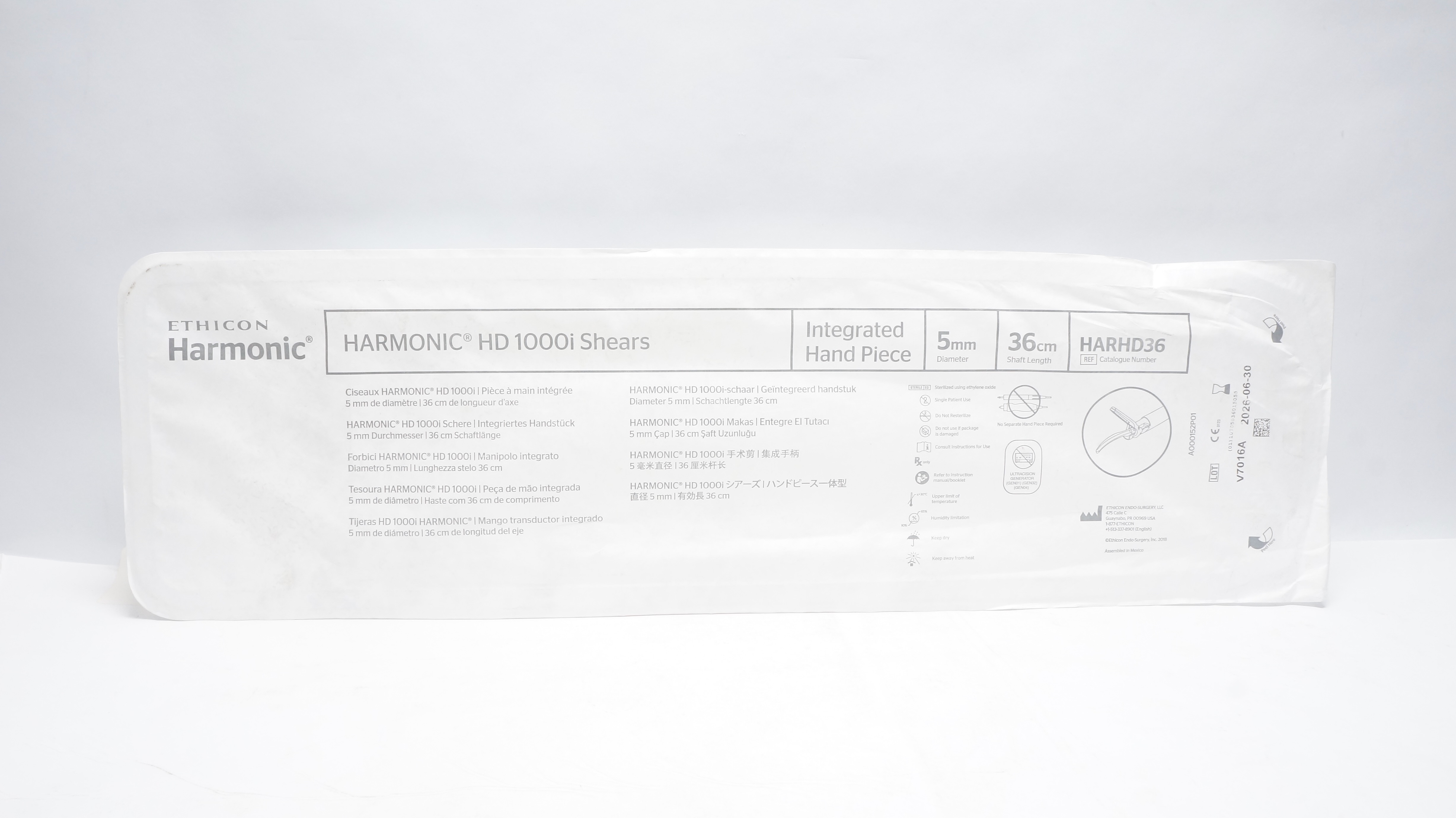 Ethicon HARHD36 Harmonic HD 1000i Shears Integrated Hand Piece 5mm x 36cm