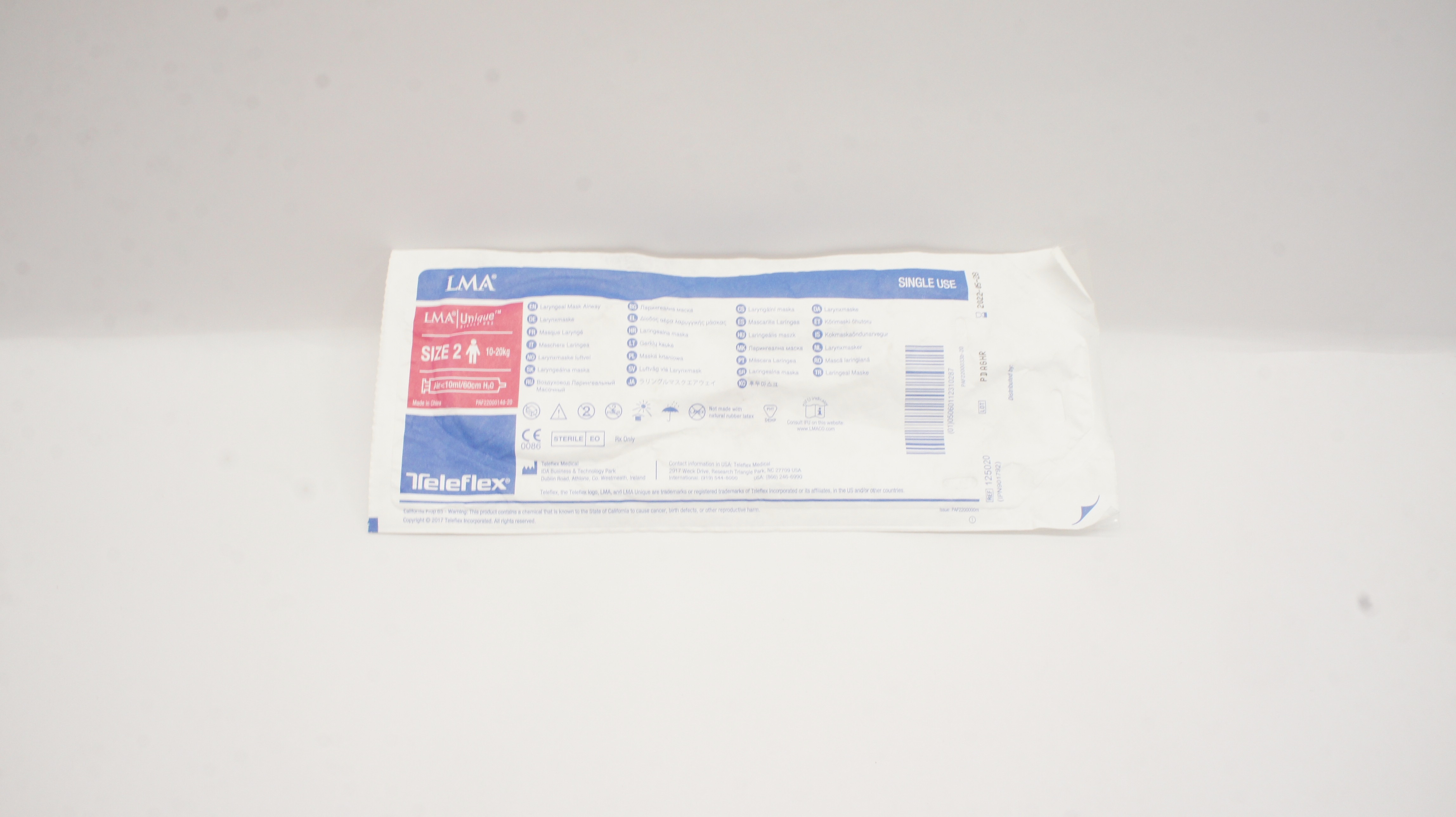 Teleflex 125020 LMA Laryngeal Mask Airway Size 2 10-20kg (x)