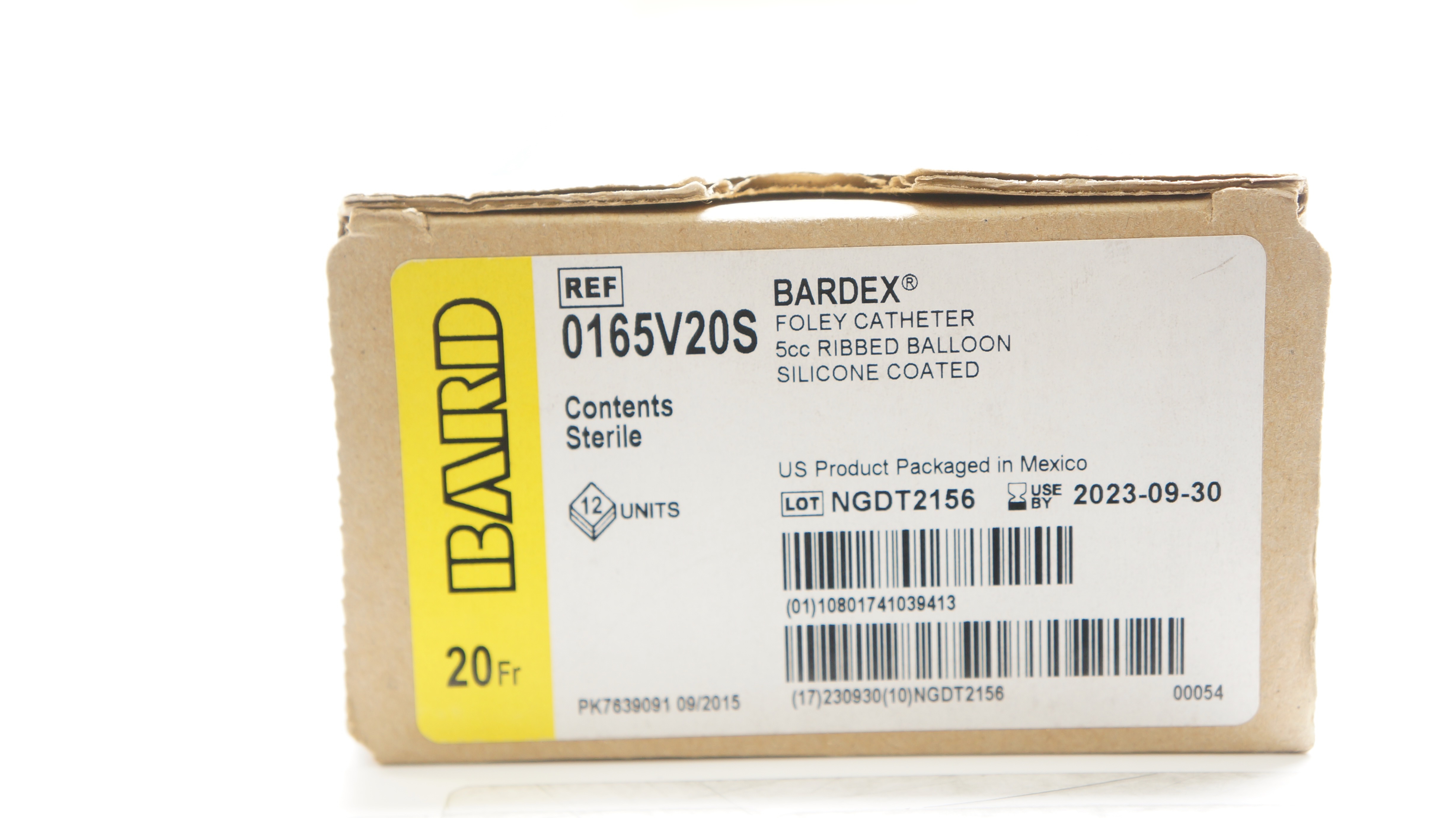 Bard 0165V20S Foley Cath. Ribbed Balloon Silicone Coated 20Fr. 5cc(x) - Box of 8