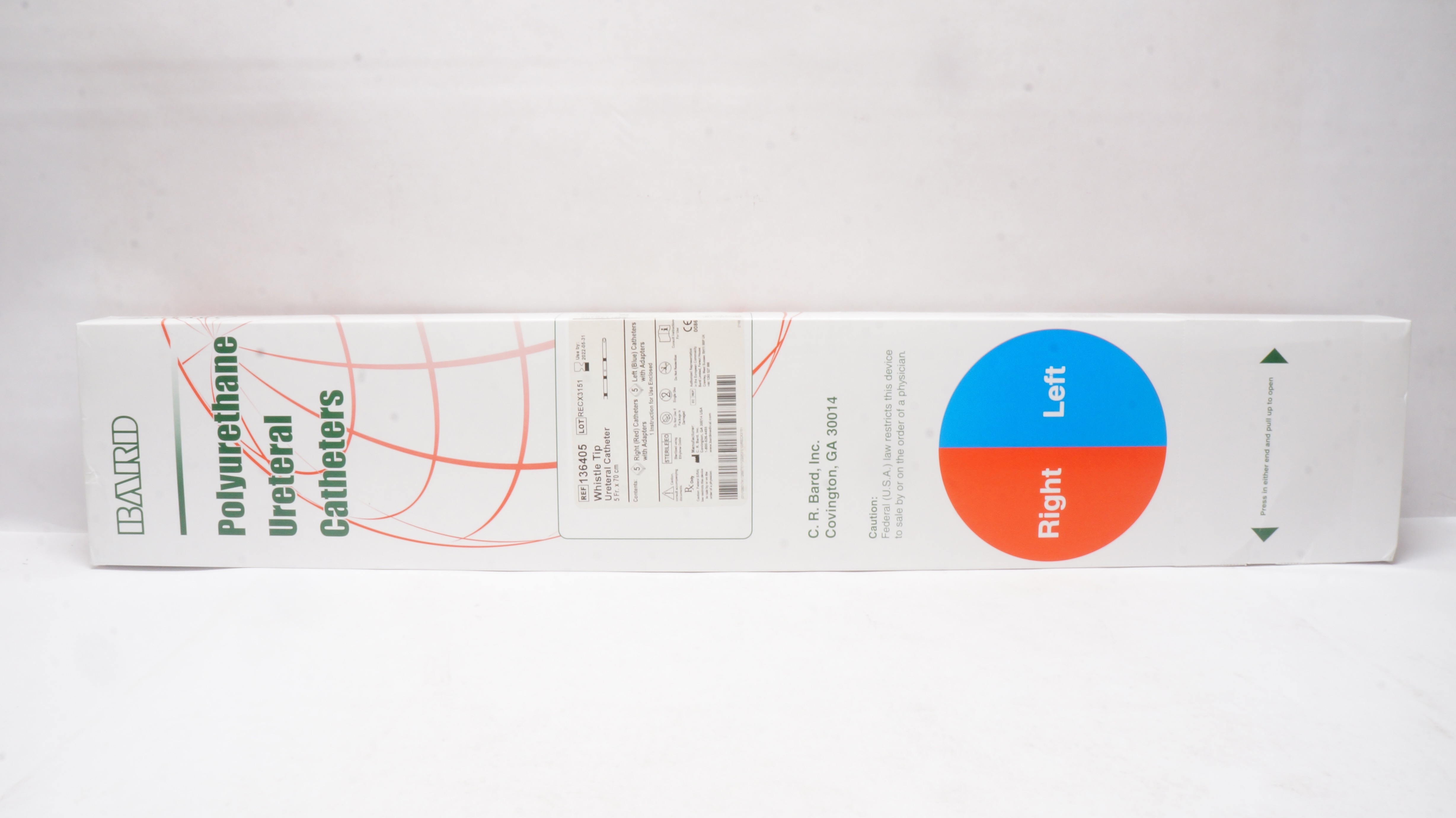 Bard 136405 Whistle Tip Ureteral Cath. 5Fr. x 70cm - Box of 5Right & 5Left  (x)